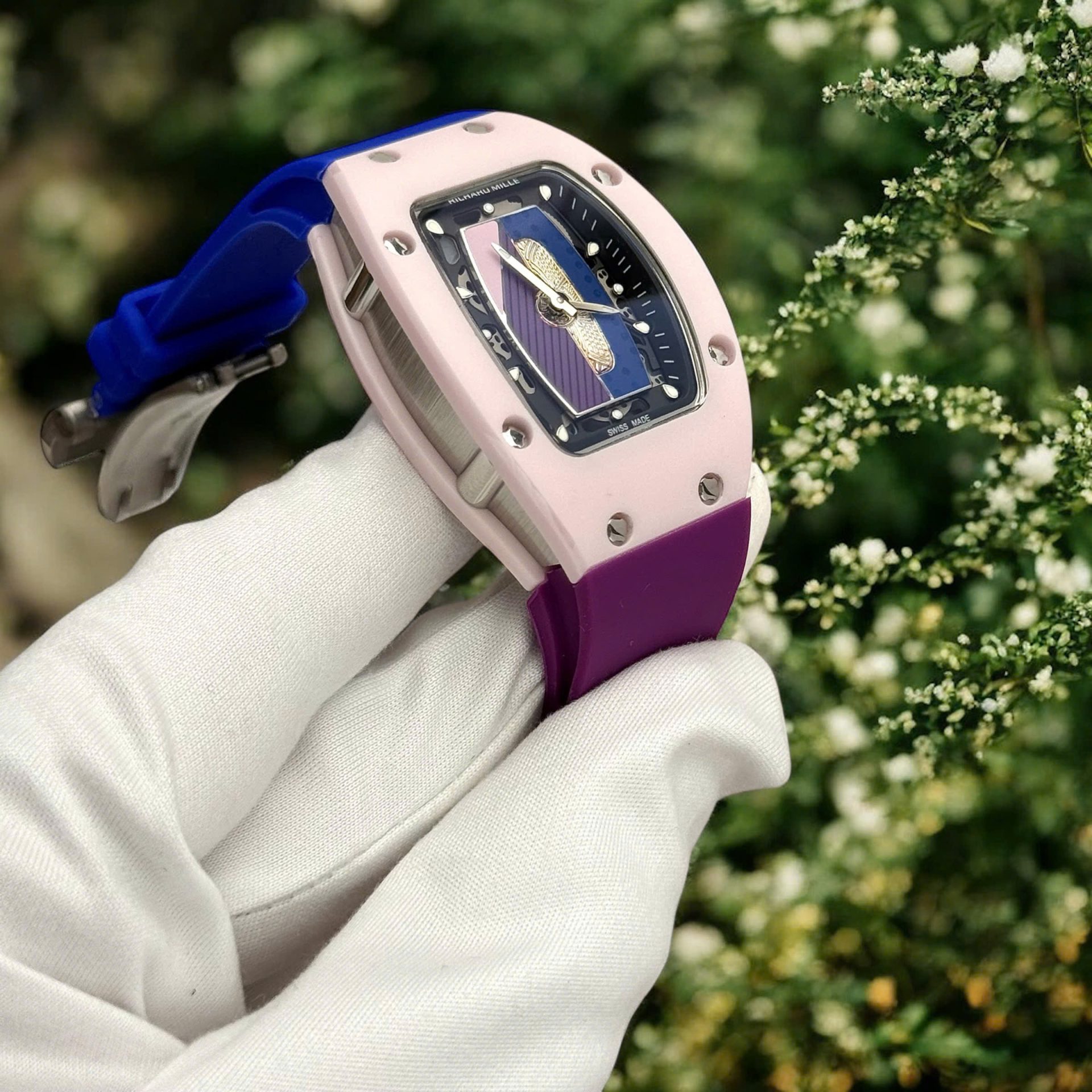 Richard Mille Best Replica Watches RM07-01 Pastel Pink Rubber Strap Women s Automatic 36mm