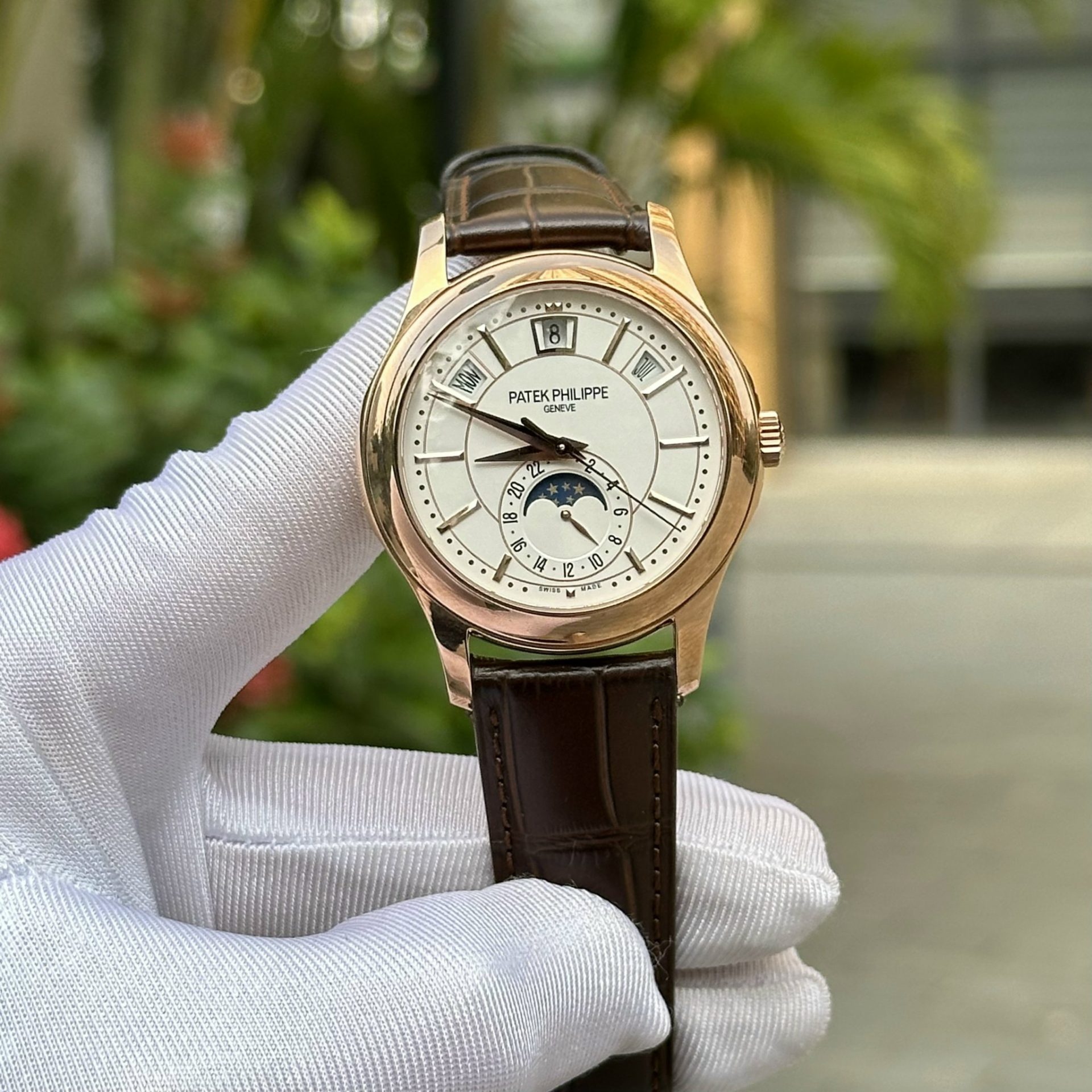 Patek Philippe Replica 11 Watch Complications 5205R Rose Gold Switzerland White Dial 40mm