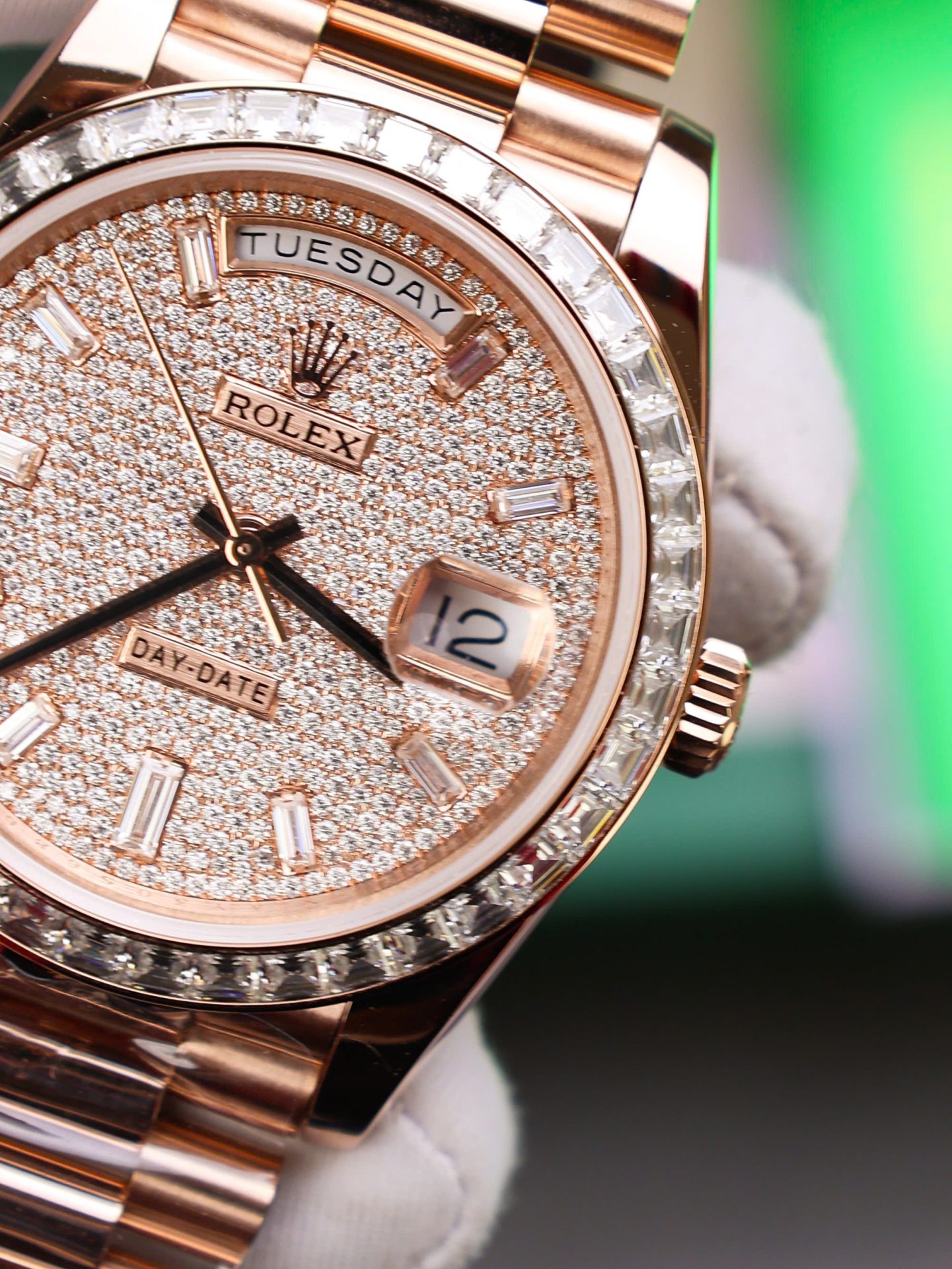 Rolex Best Copies Watches Day-Date Custom Diamonds Moissanite + Gold Wrapped GMF 40mm