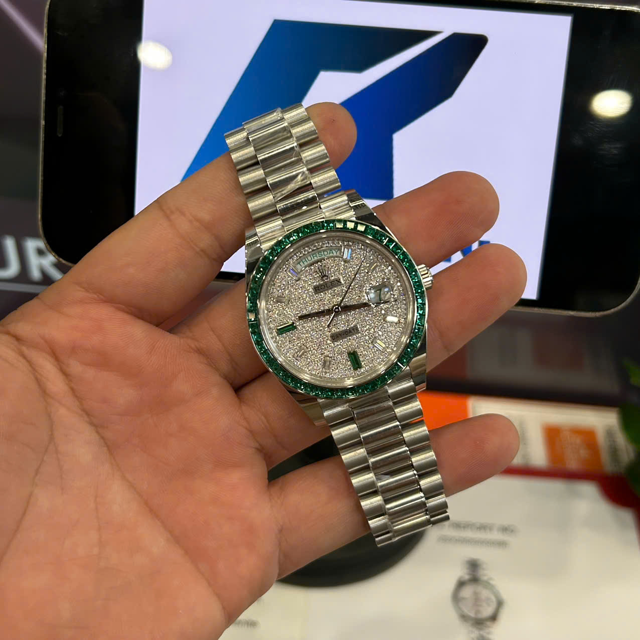 Rolex Day-Date Replica Watches Custom Diamonds Moissanite Weight 200 Grams 40mm