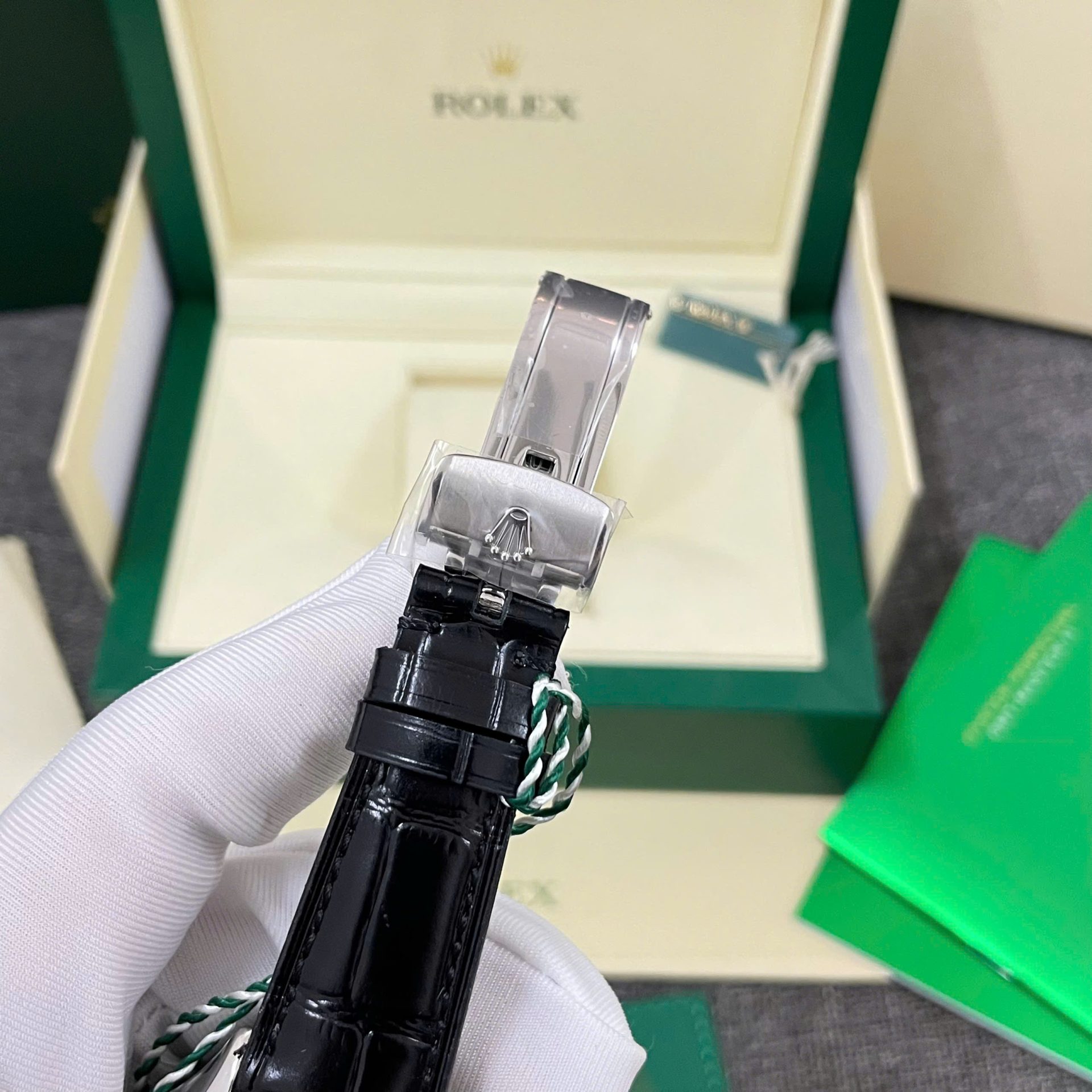 Rolex High End Watch Replicas Cellini Moonphase White Dial Leather Strap 39mm