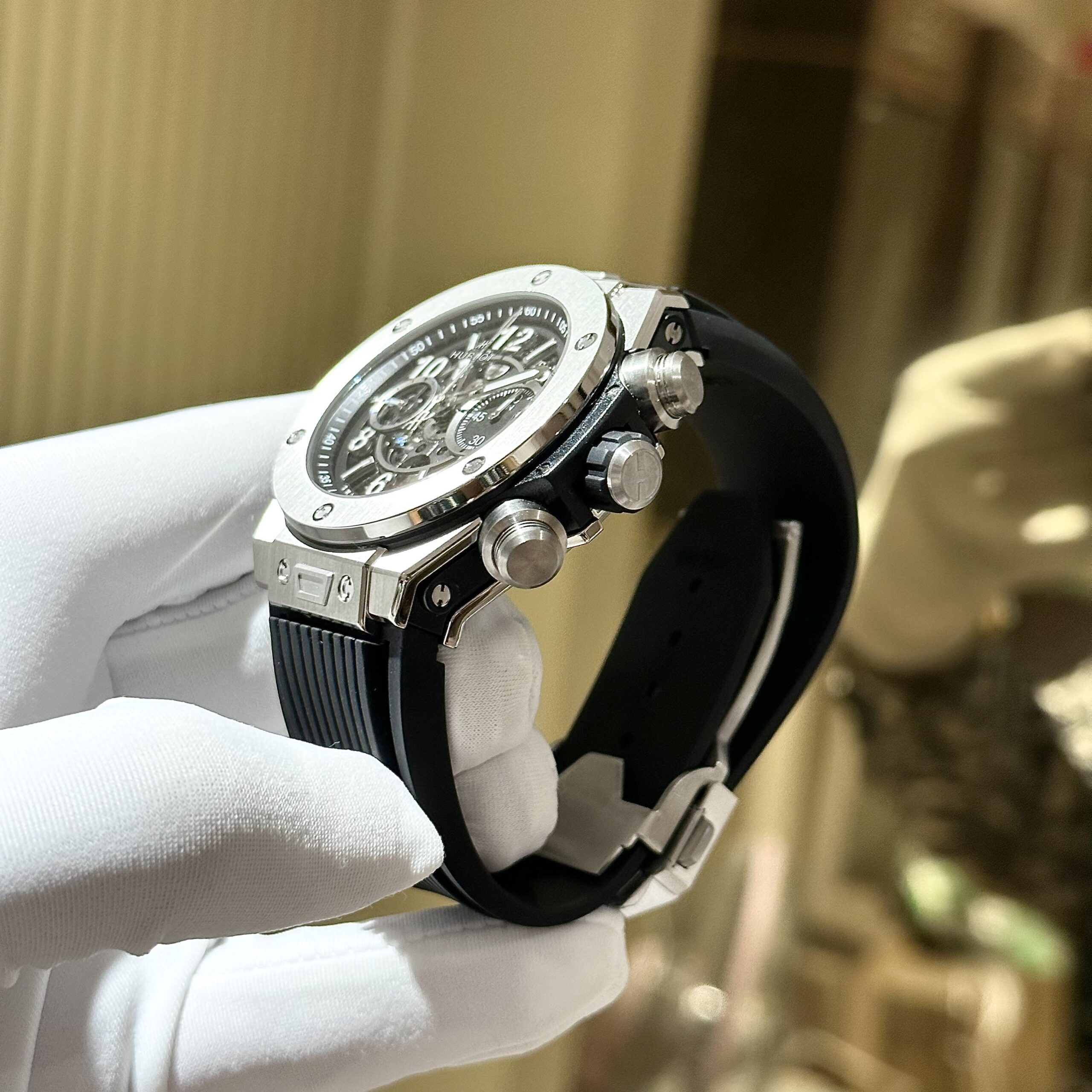 Hublot Replica Watch Big Bang Unico Titanium Black Rubber Strap 44mm
