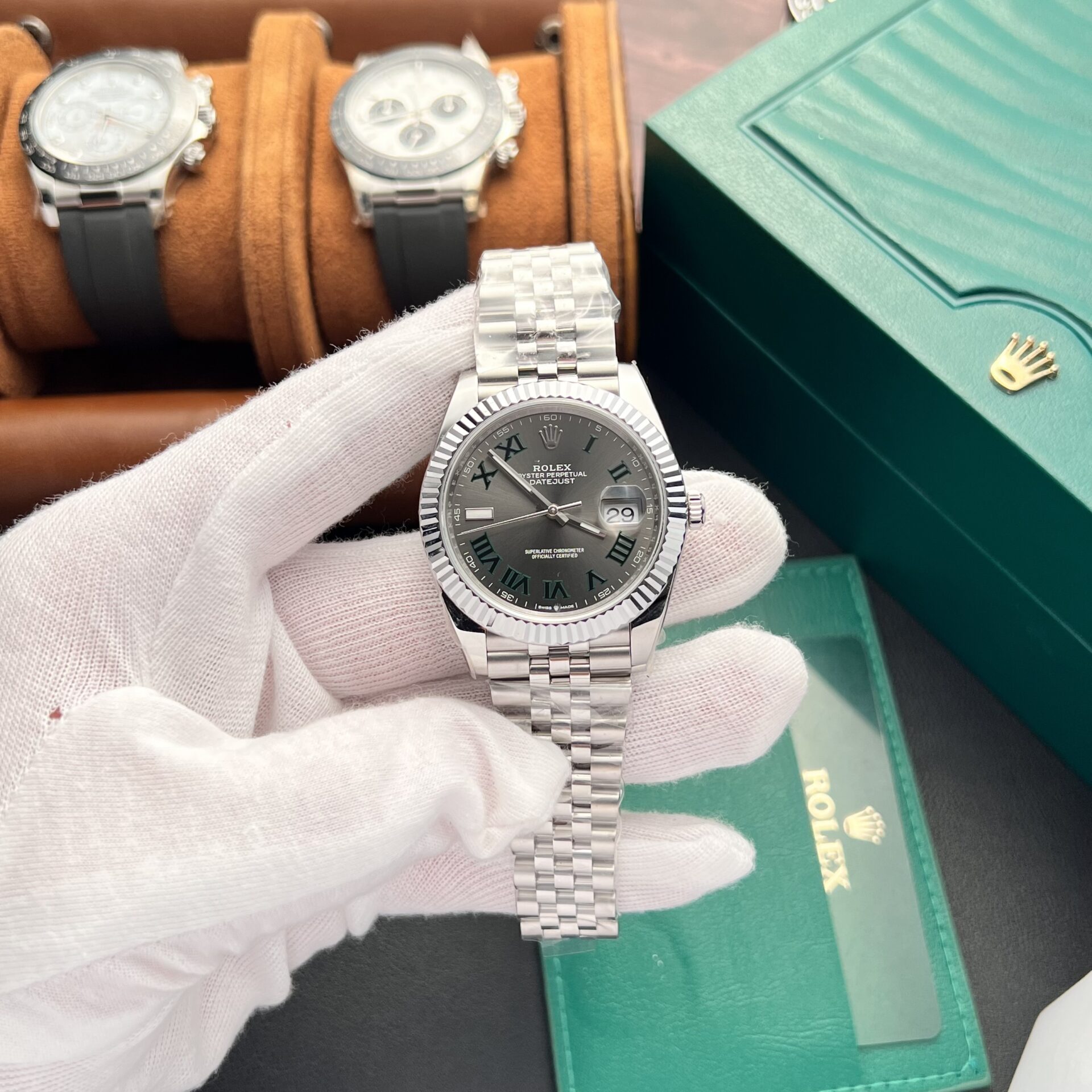 Rolex Datejust 126334 Replica 1:1 Watch Wimbledon Dial Factory Clean 41mm