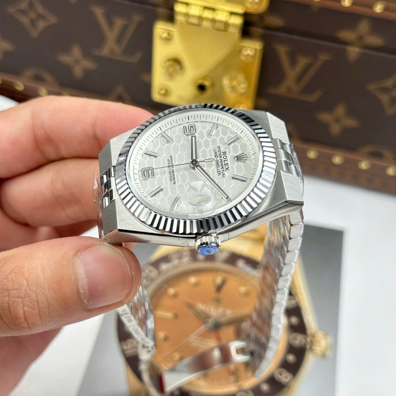 Rolex Land-Dweller 127336 White   Honeycomb Motif Dial Best Replica Watches 40mm