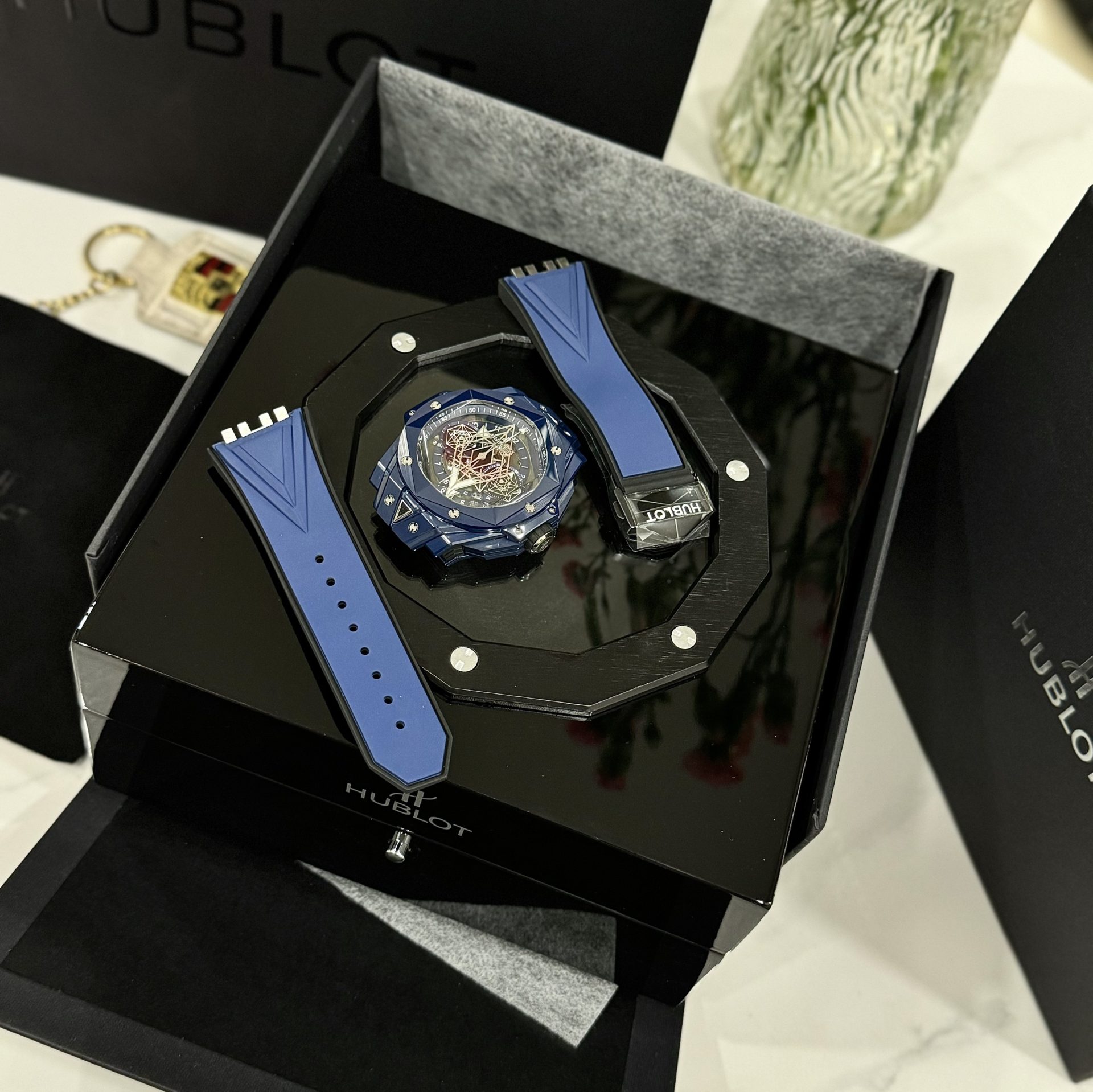 Hublot Replica 1:1 Watch Big Bang Sang Bleu ll Blue Ceramic Case Factory BBF 45mm