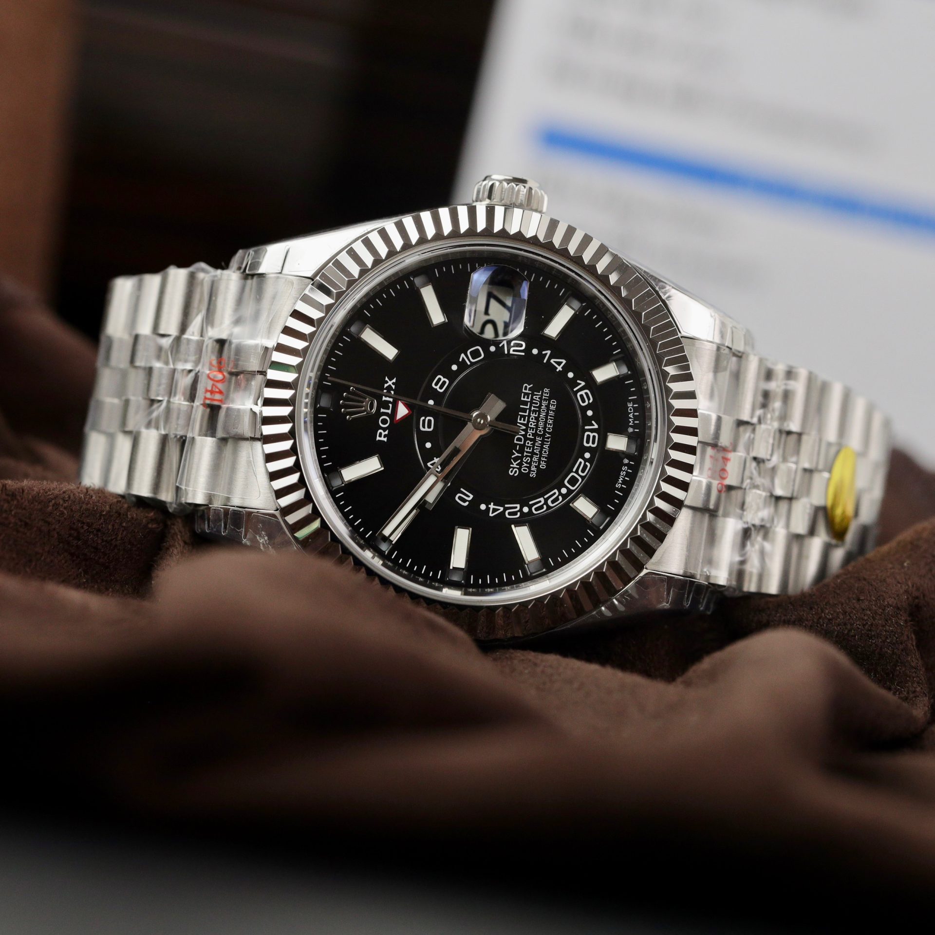 Rolex Sky-Dweller Rep 11 Watch Black Dial Jubilee Strap Highest Quality 42mm