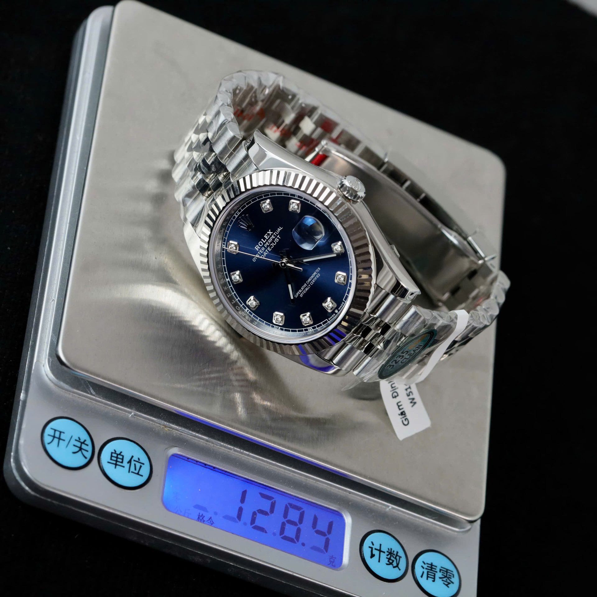 Rolex DateJust Knock Off Watches Blue Dial Moissanite Diamonds Clean Factory 41mm