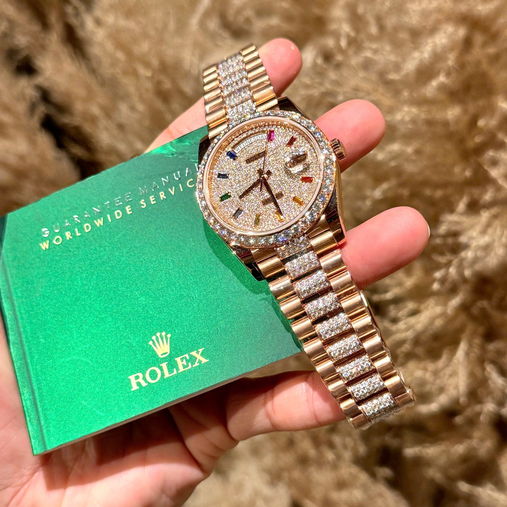 Rolex Day-Date Replica Watches Custom Moissanite Diamonds And Gold Wrapped 40mm