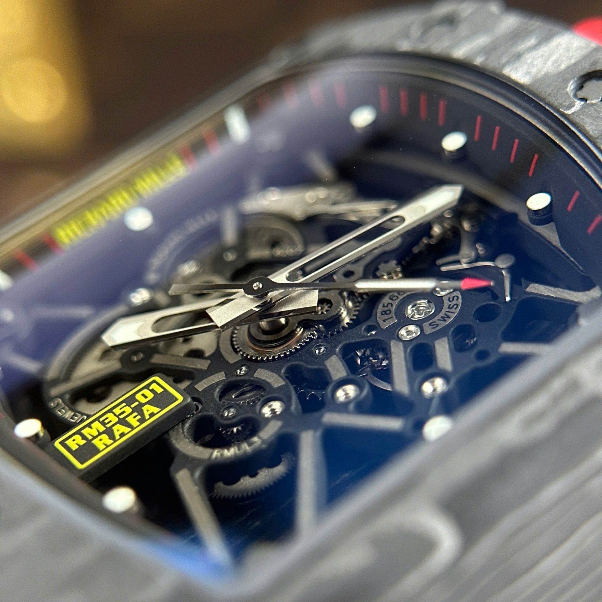 Richard Mille RM35-01 Rafael Nadal Carbon NTPT Best Copies Watches White Rubber Strap ZF Factory 49,9x43mm