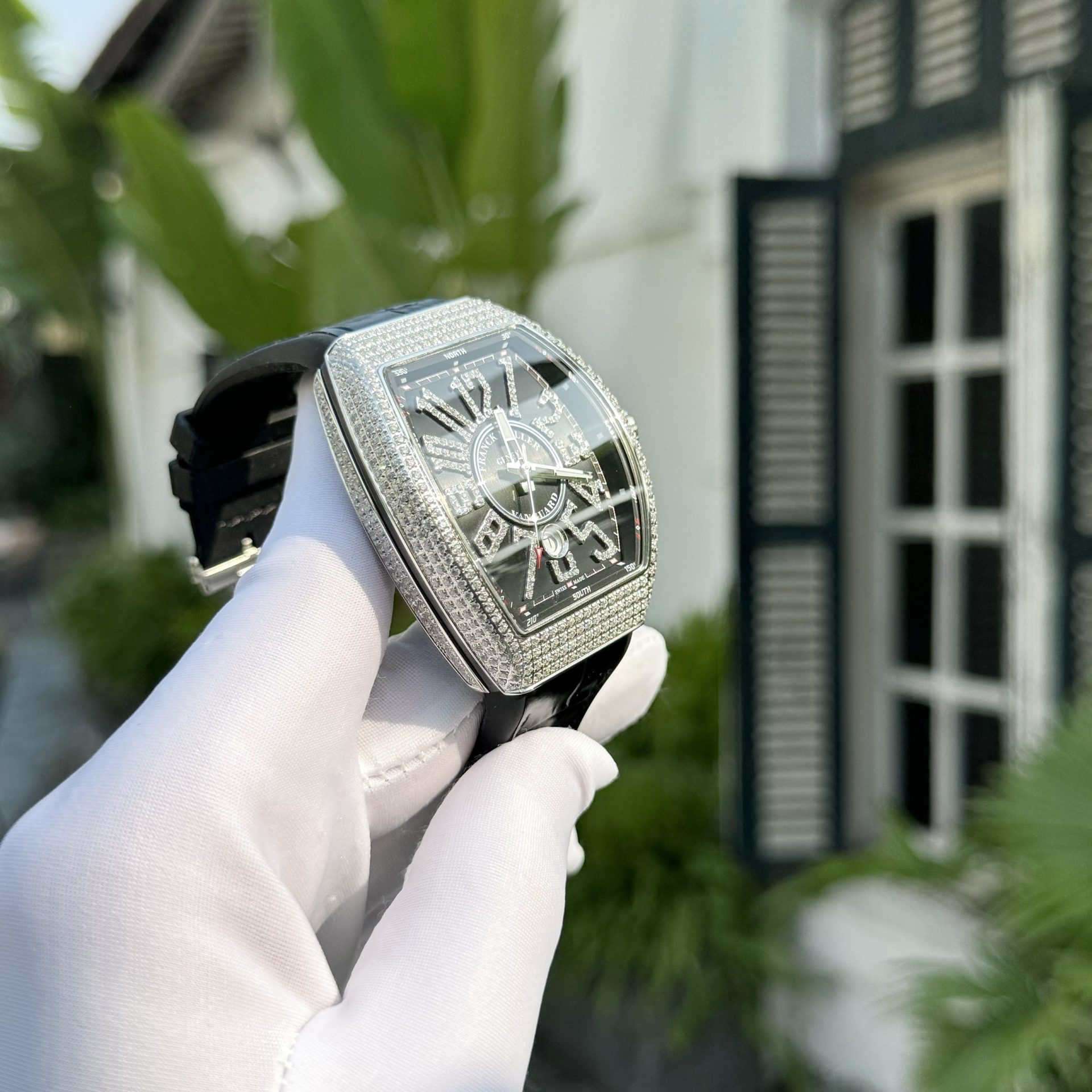 Franck Muller V45 SC DT Replica 11 Watch Black Dial With Stone  Factory ABF 45mm
