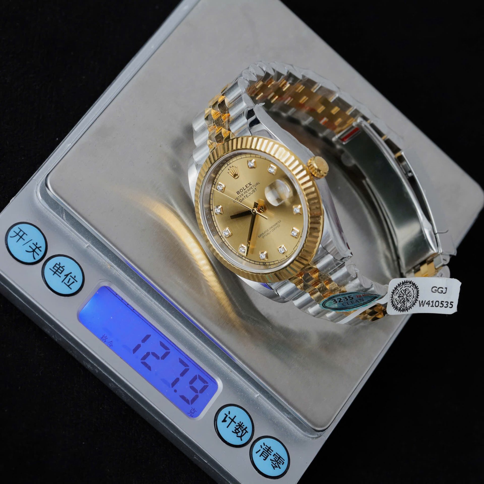 Rolex DateJust Copies Watches Yellow Champagne Dial Moissanite Diamonds Clean Factory 41mm