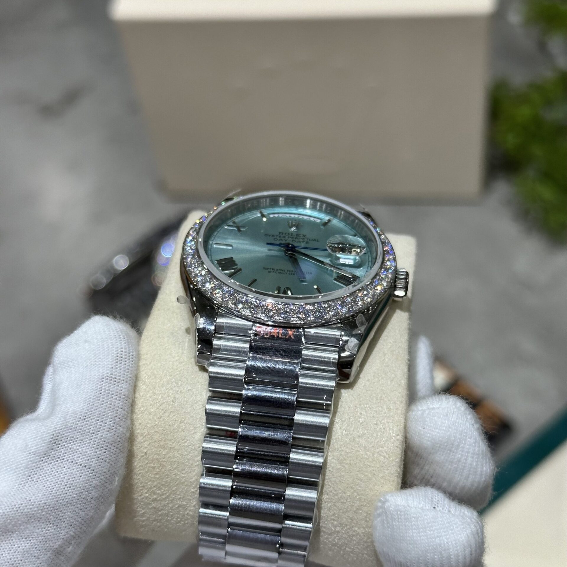 Rolex Replica Watch Day-Date 228236 Moissanite Green Dial 168gram GM V3 40mm