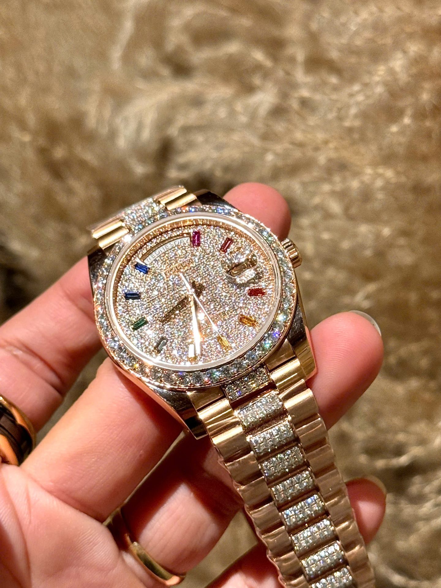 Rolex Day-Date Replica Watches Custom Moissanite Diamonds And Gold Wrapped 40mm