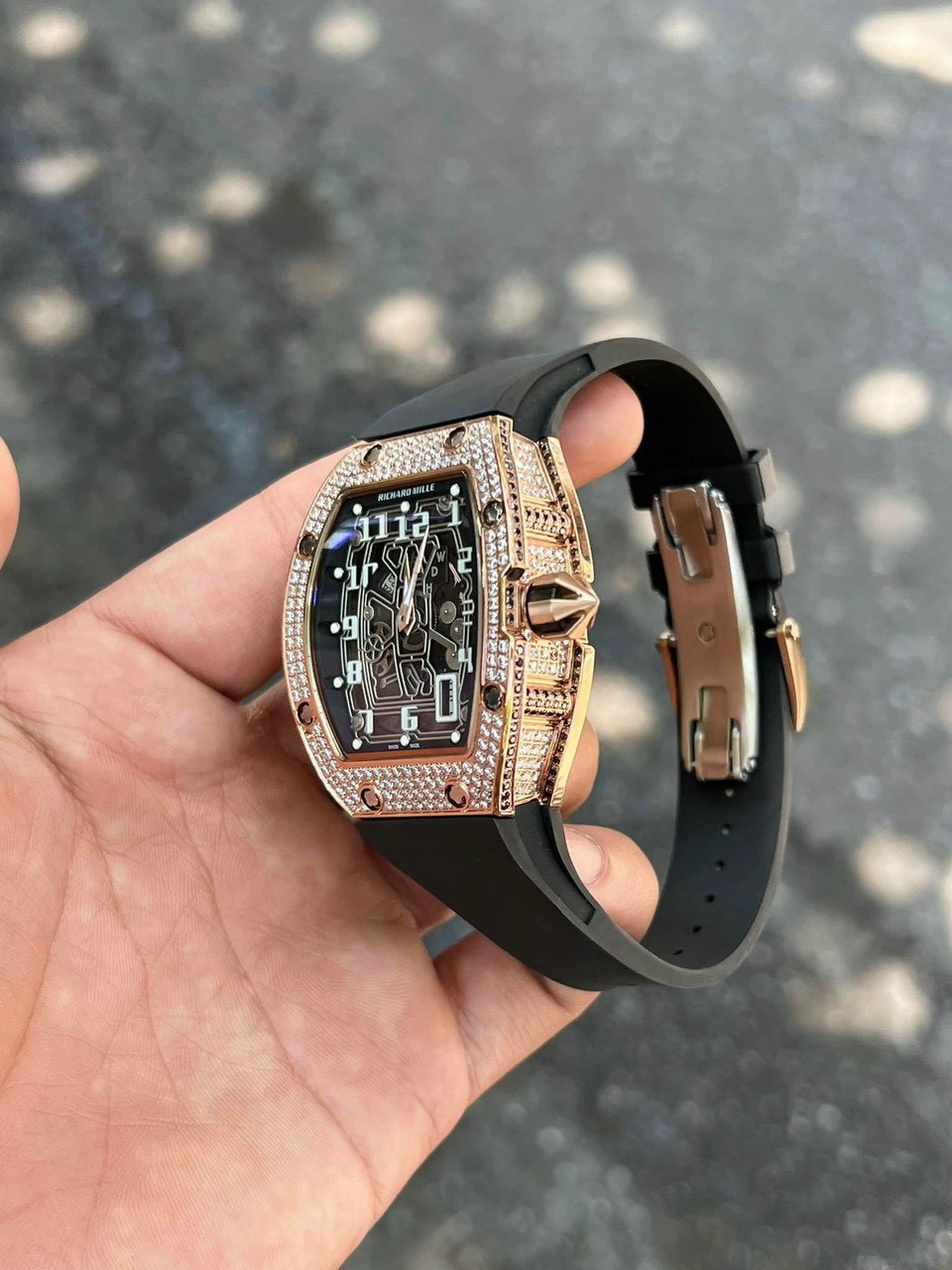 Richard Mille Replica Watch RM67 Black Dial Men s Full Diamond 40mm