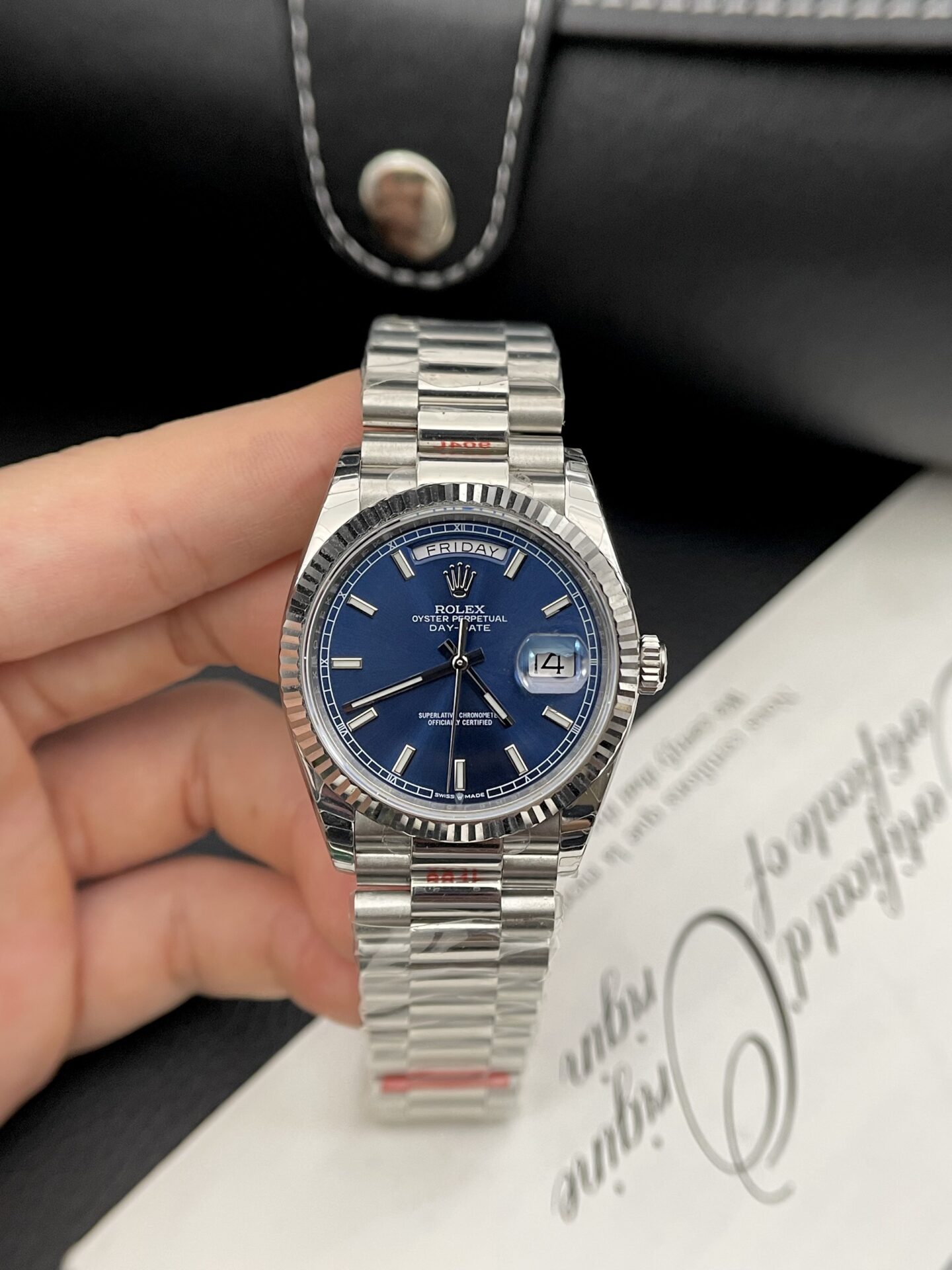 Rolex Day-Date High Quality Replica Blue Dial Metal Strap EW Factory 40mm