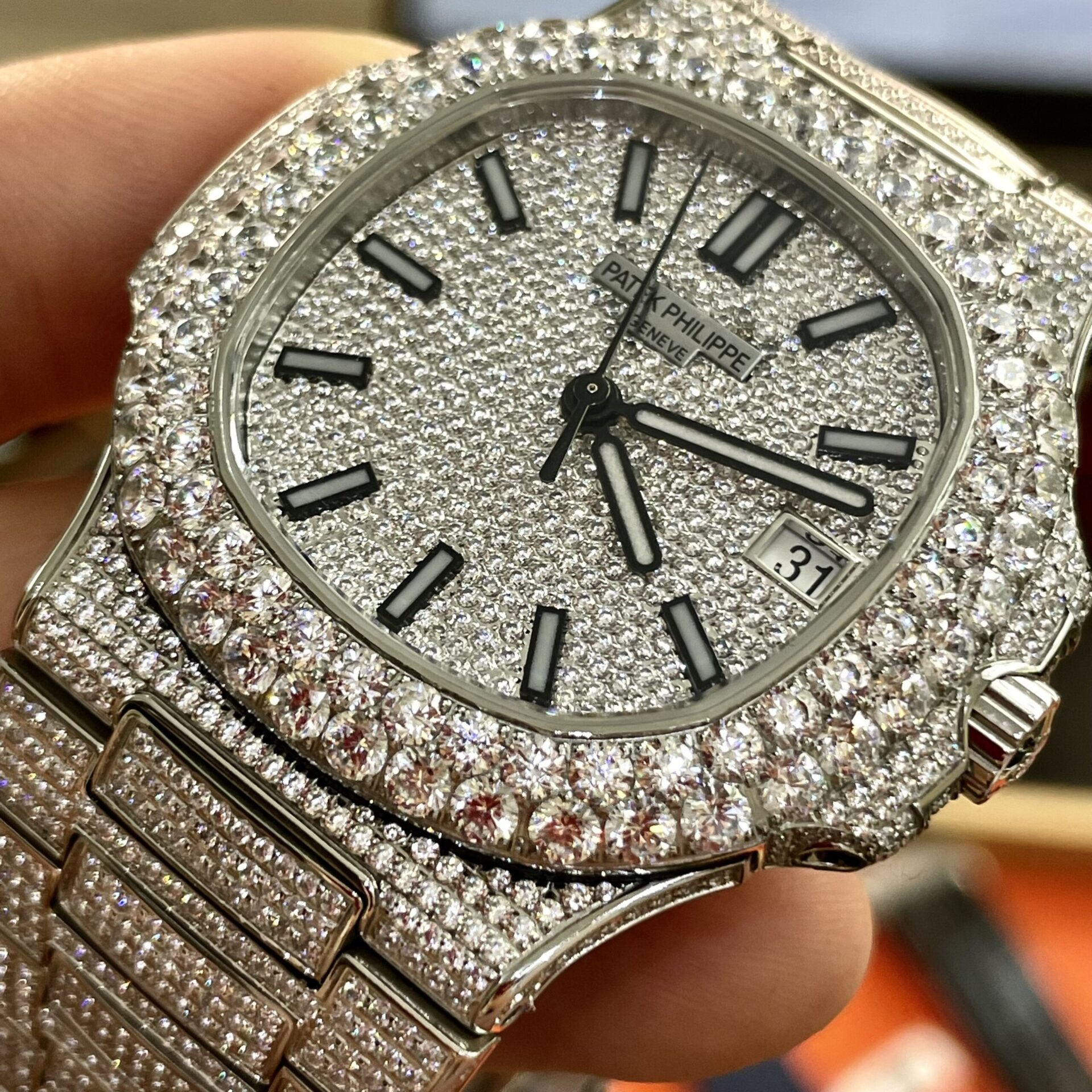 Patek Philippe Replica Watches Nautilus 5719 Full Diamonds PPF 40mm