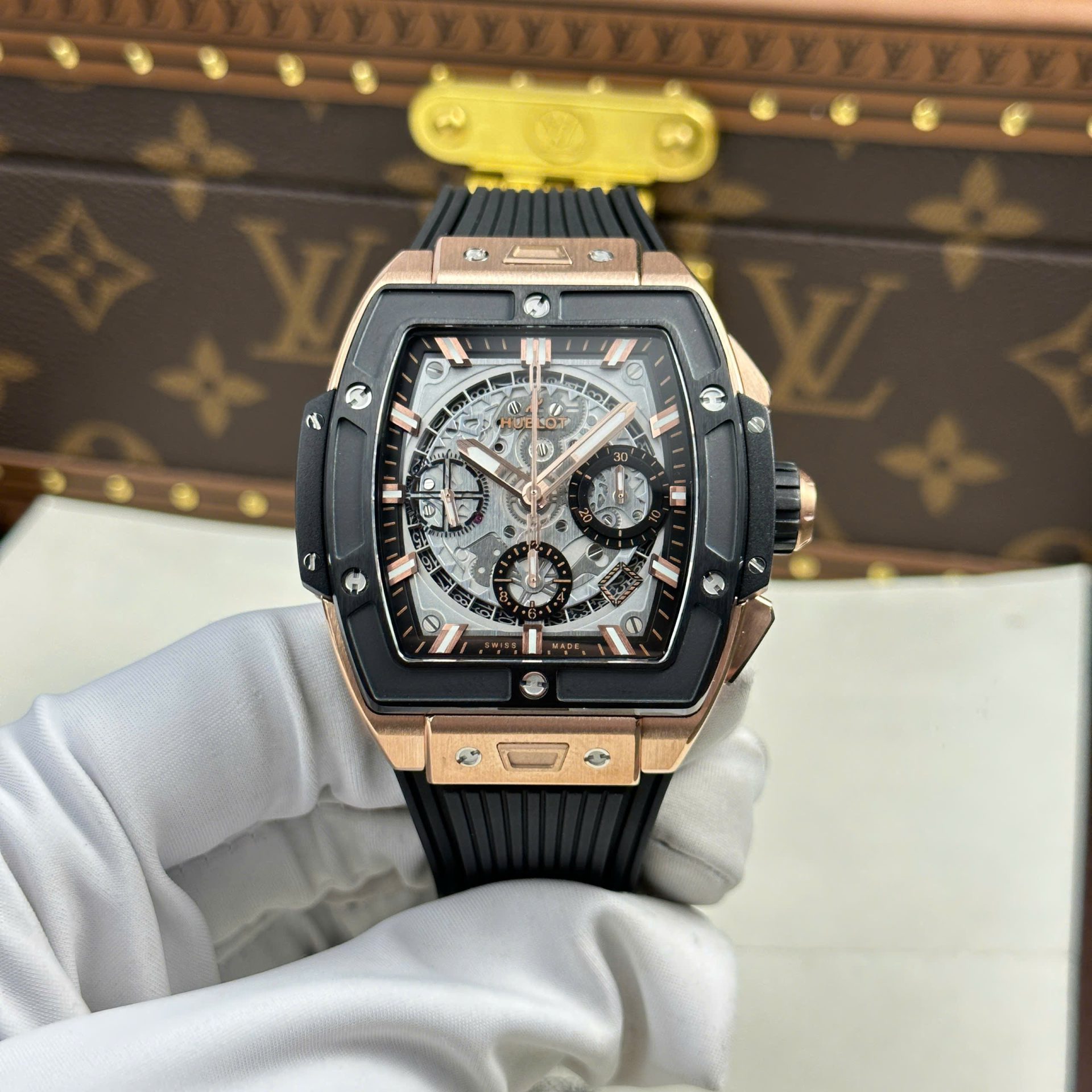 Hublot Spirit Of Big Bang King Gold Replica Watches Bezel Black BBF Factory 42mm