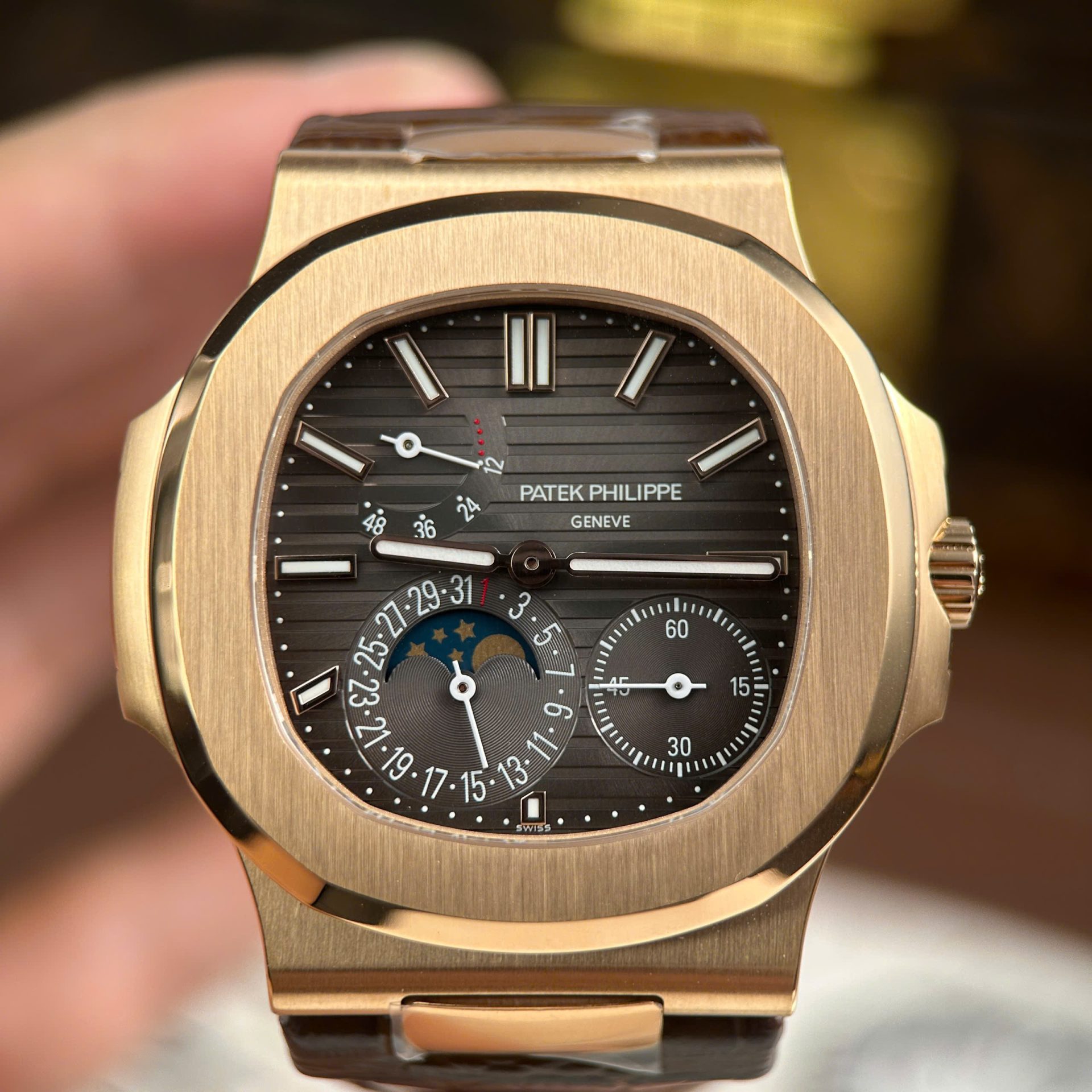Patek Philippe Nautilus 5712R Replica Watches Gray Dial Leather Strap PPF Factory Version 3 40mm