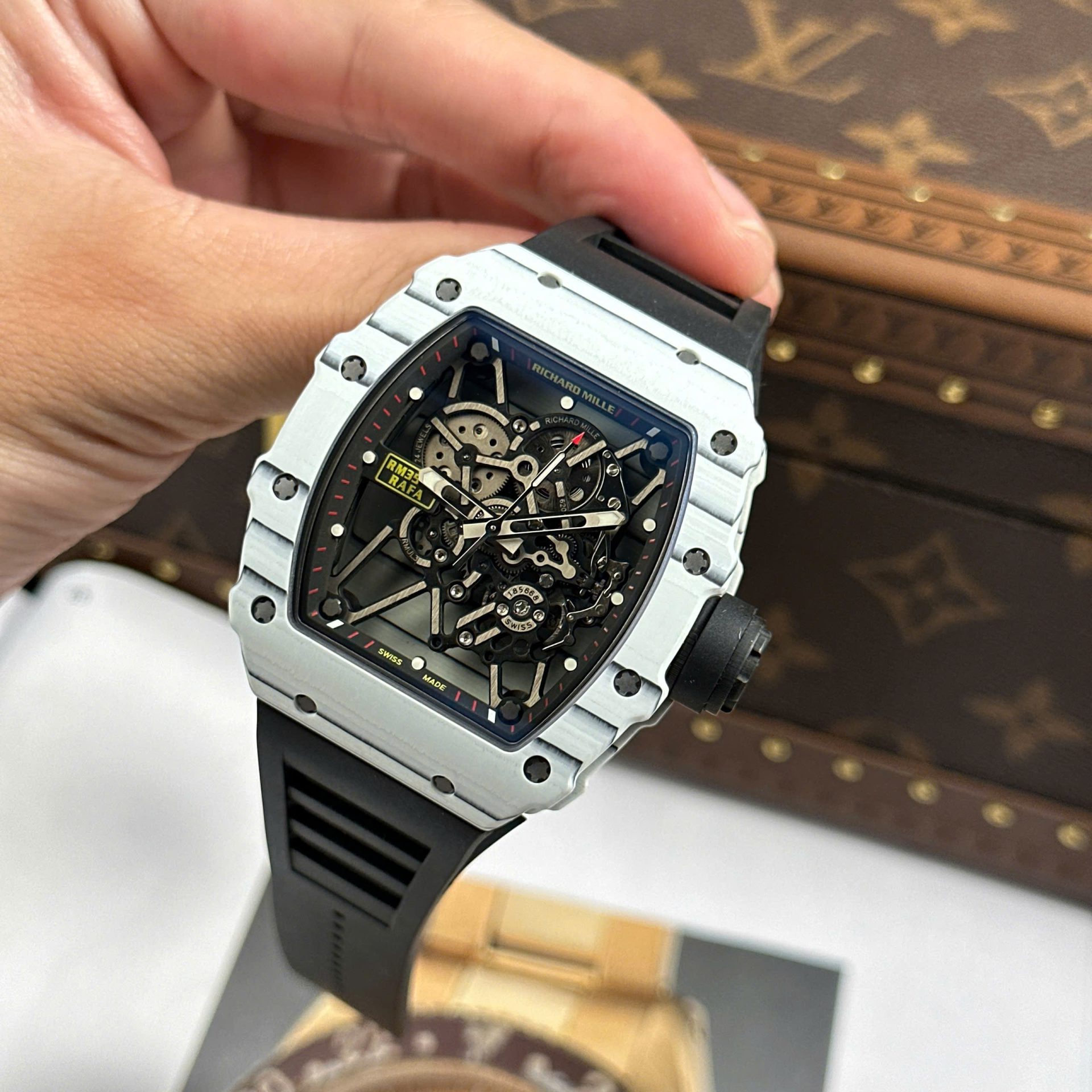 Richard Mille RM35-01 Rafael Nadal Replica Watches White Carbon NTPT ZF Factory 49,9x43mm