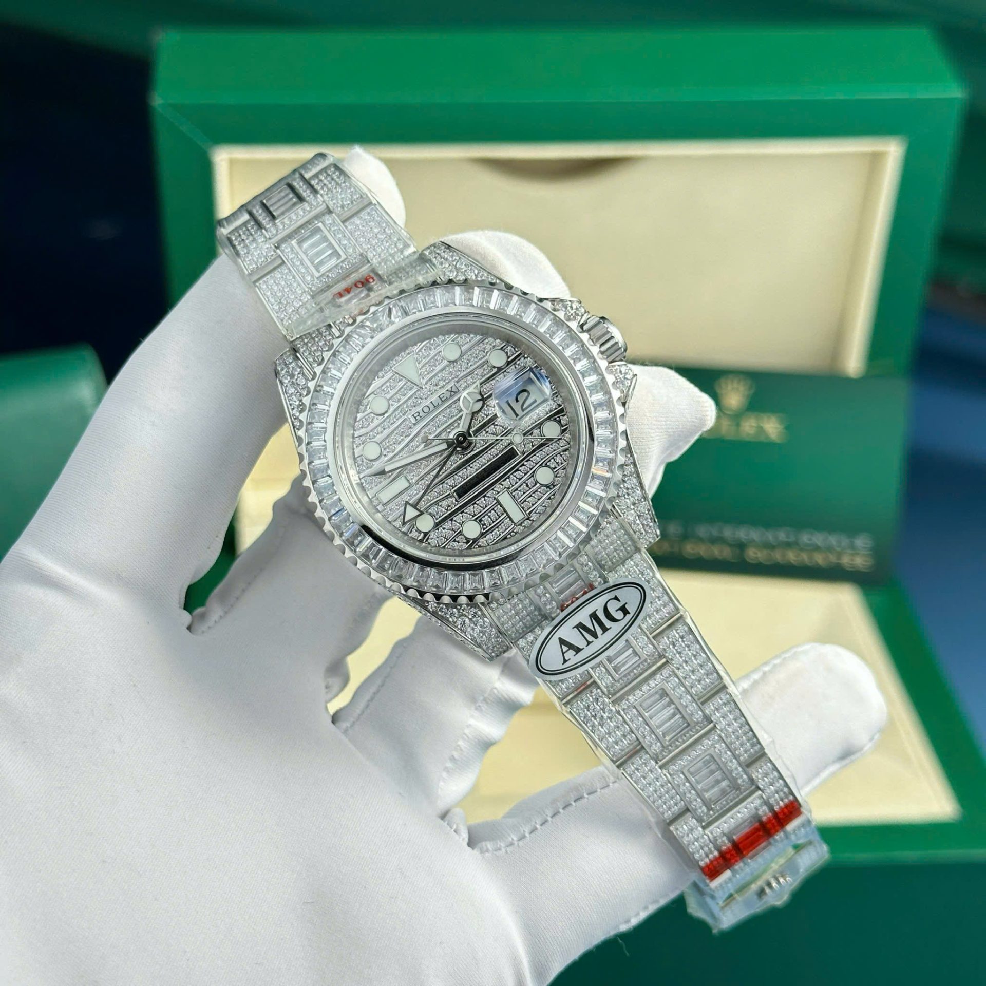 Rolex GMT-Master II Copies Watch Full Stone CZ AMG Factory 40mm