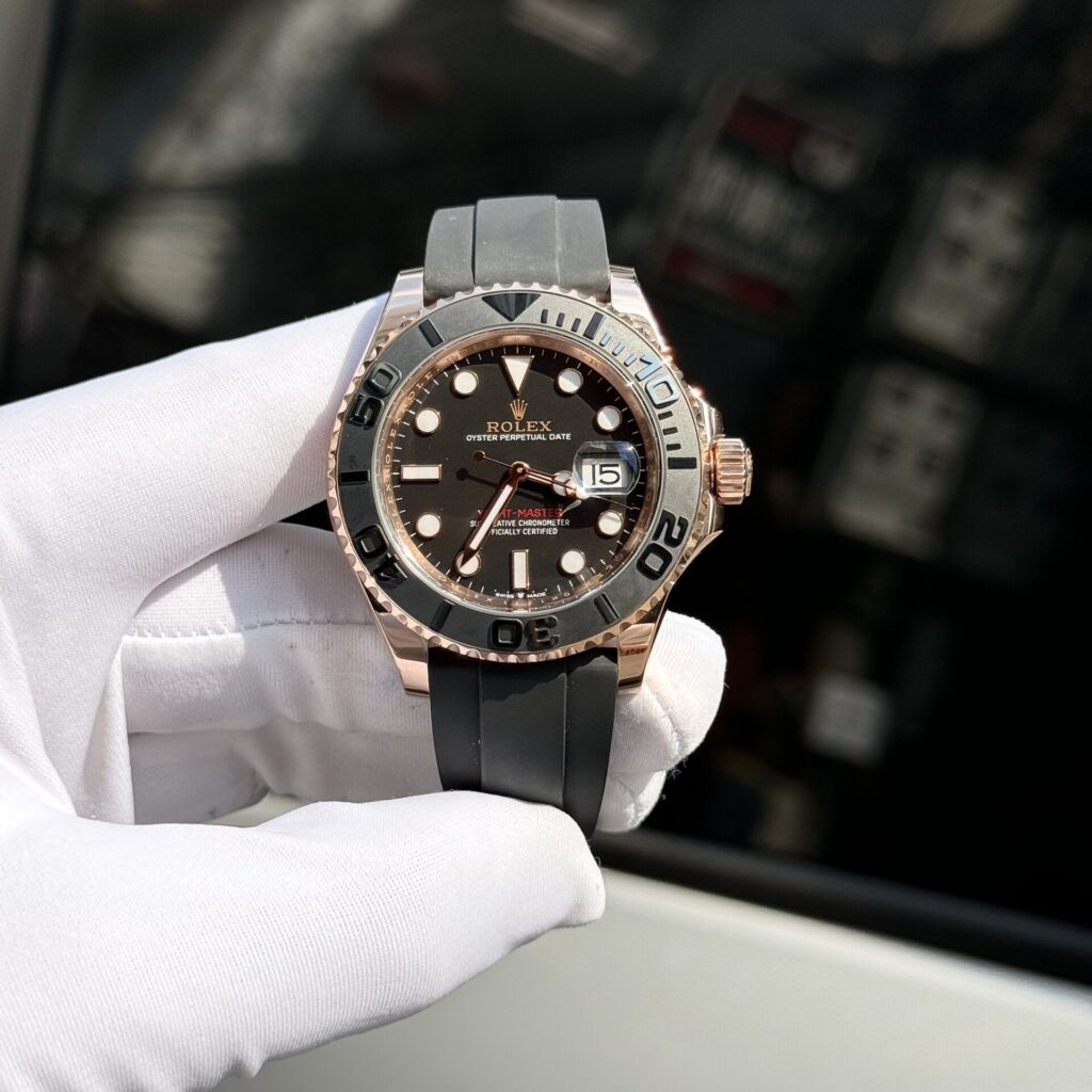 Rolex Yacht-Master Replica 11 Watch Gold Wrapped Black Dial 40mm