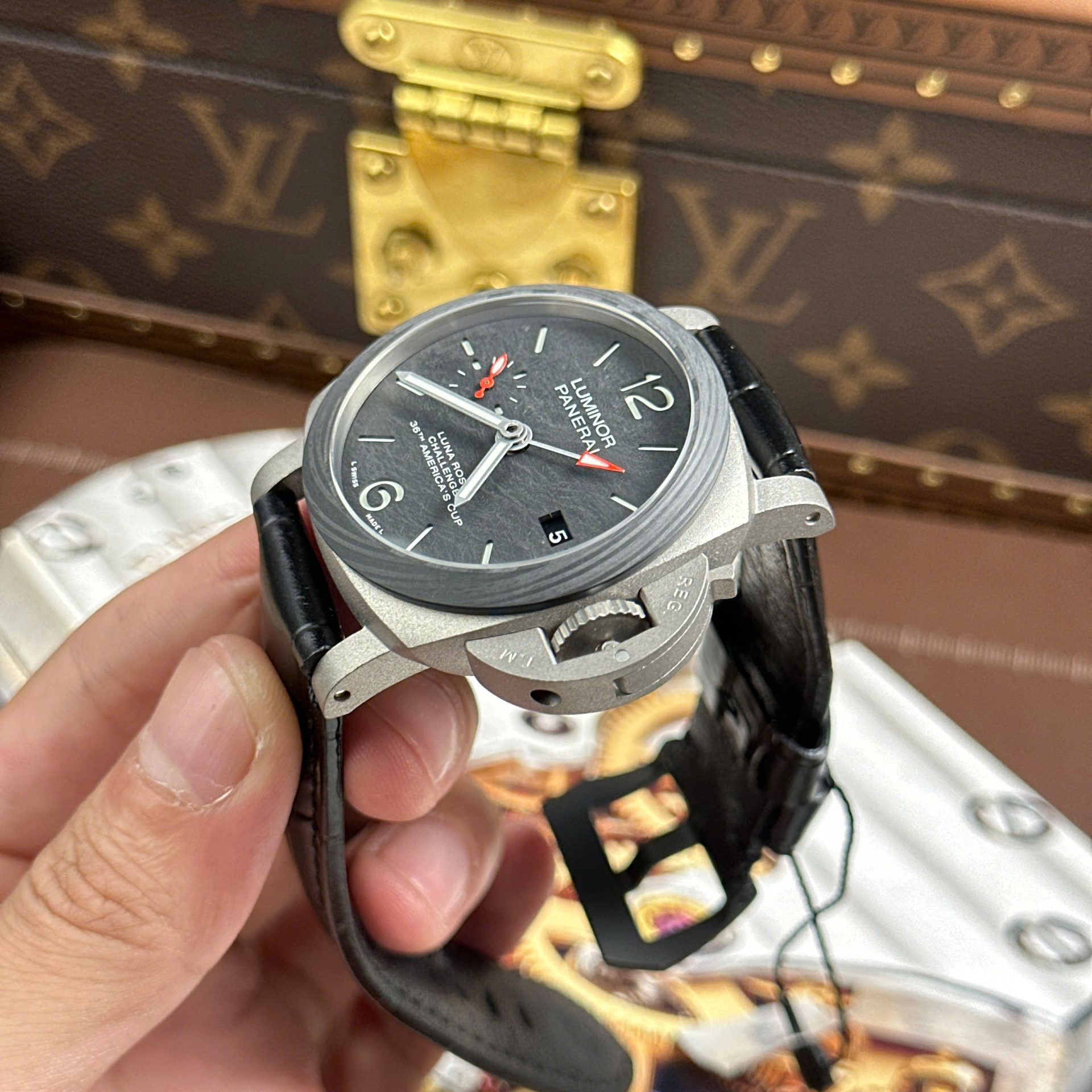 Panerai Luminor GMT PAM1096 Luxury Fake Wathes Automatic Movement Leather Strap VS Factory 42mm
