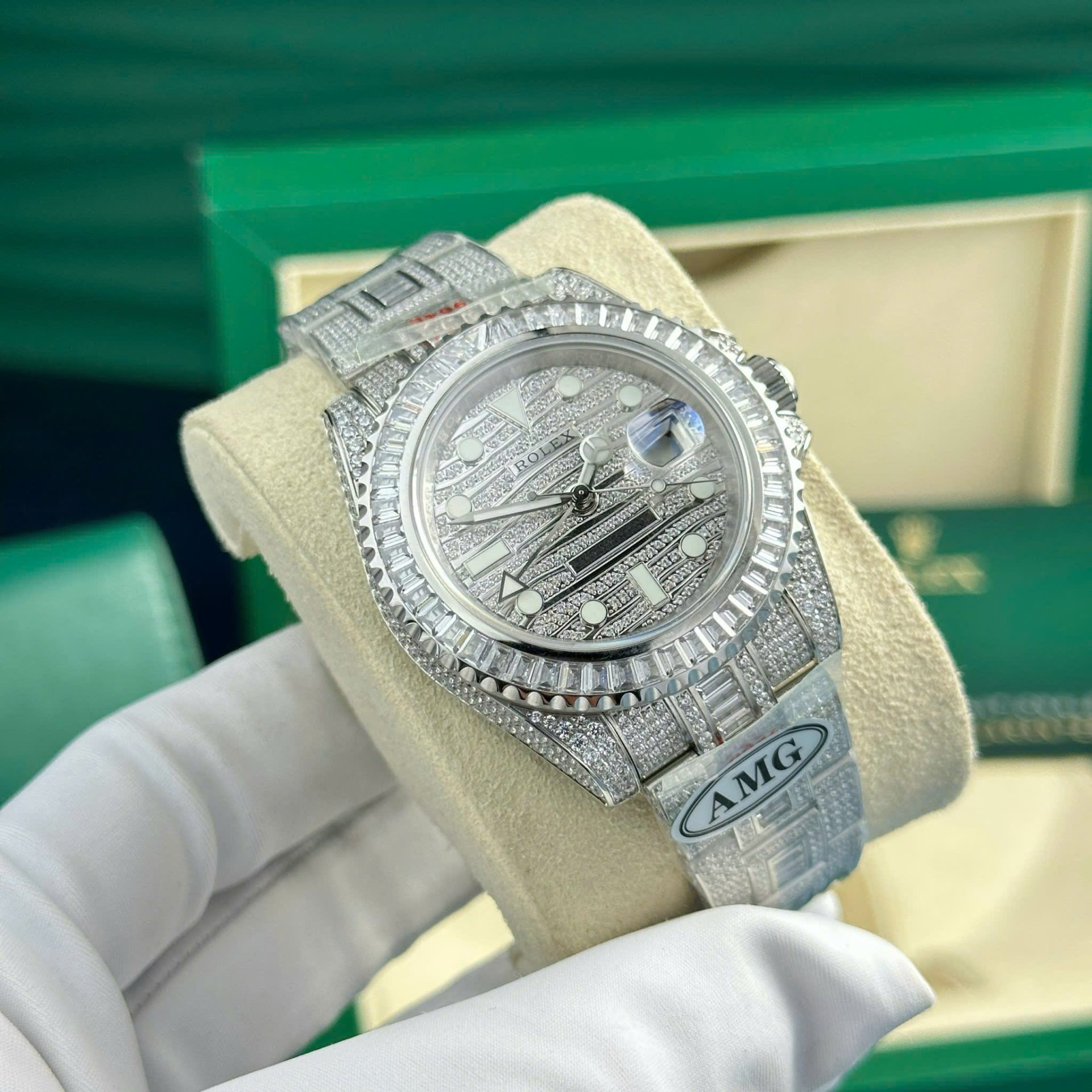 Rolex GMT-Master II Copies Watch Full Stone CZ AMG Factory 40mm