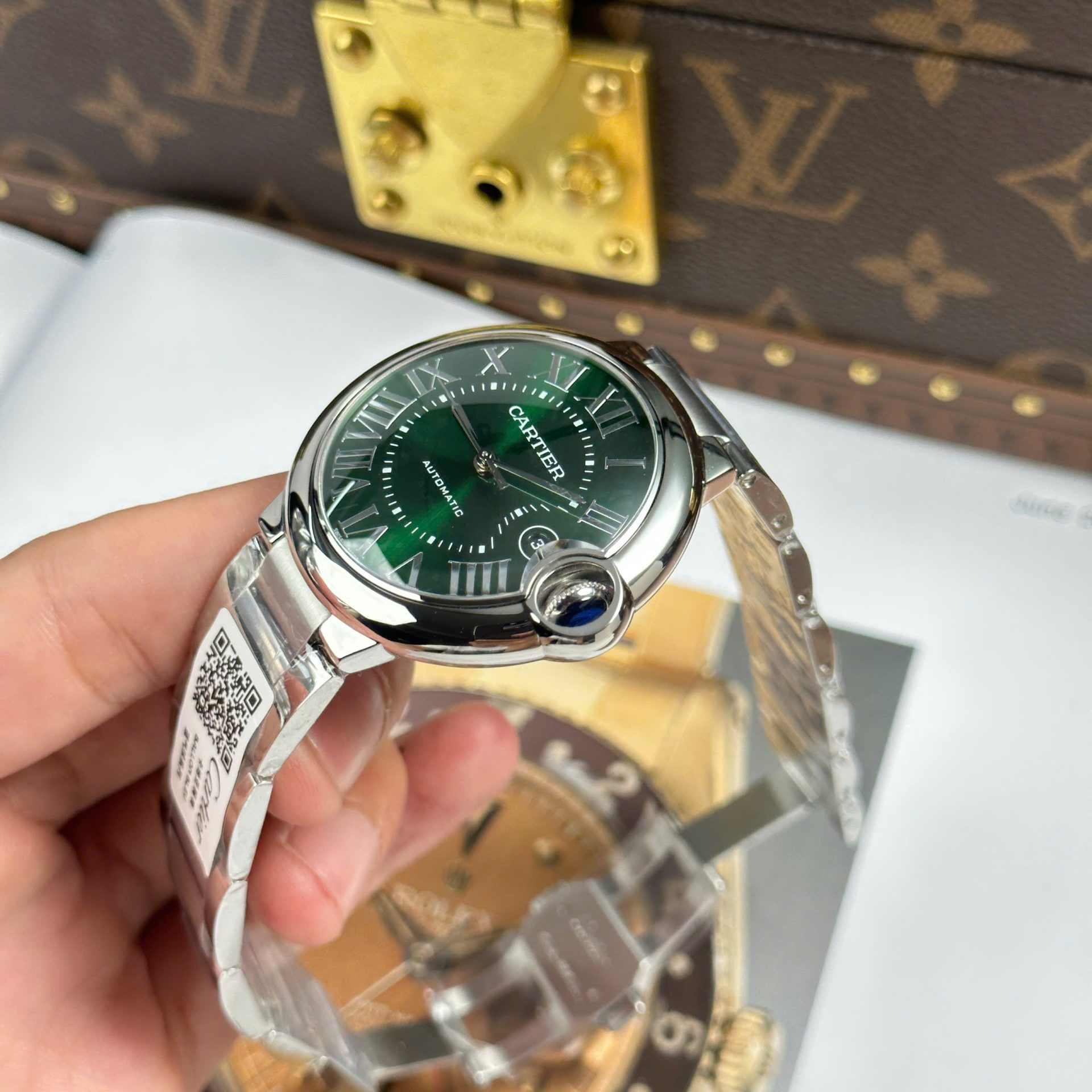 Cartier Ballon Bleu Luxury Fake Watches Green Dial Automatic Movement AF Factory 40mm