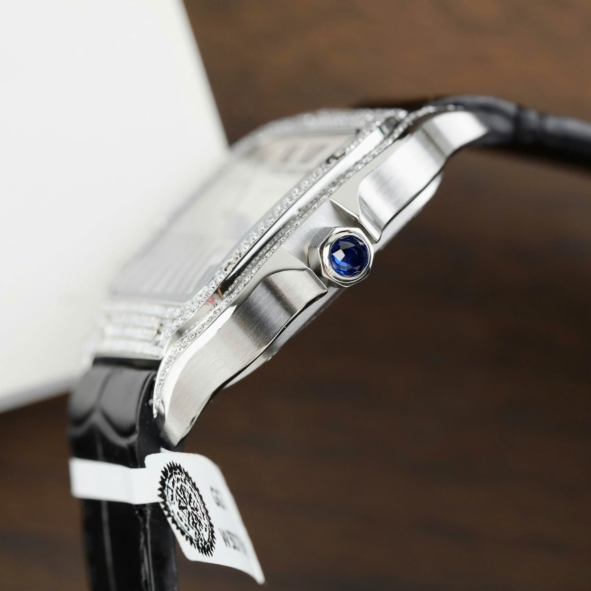Cartier Santos Women’s White Dial Copies Watches Moissanite Diamonds Custom BV Factory 35.2mm
