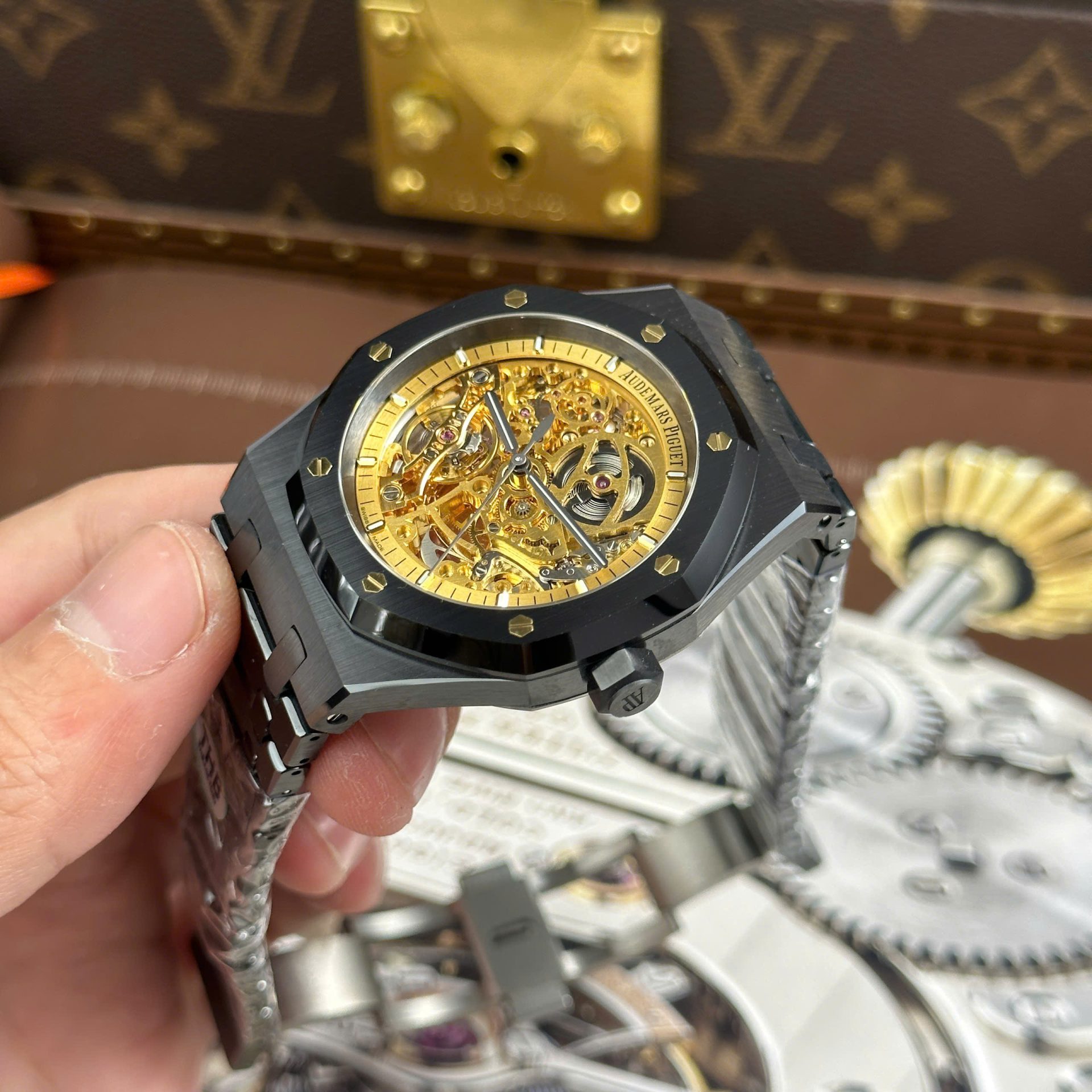 Audemars Piguet Royal Oak 15416 Black Ceramic Best Replica Watches Dial Skeleton THB Factory 41mm
