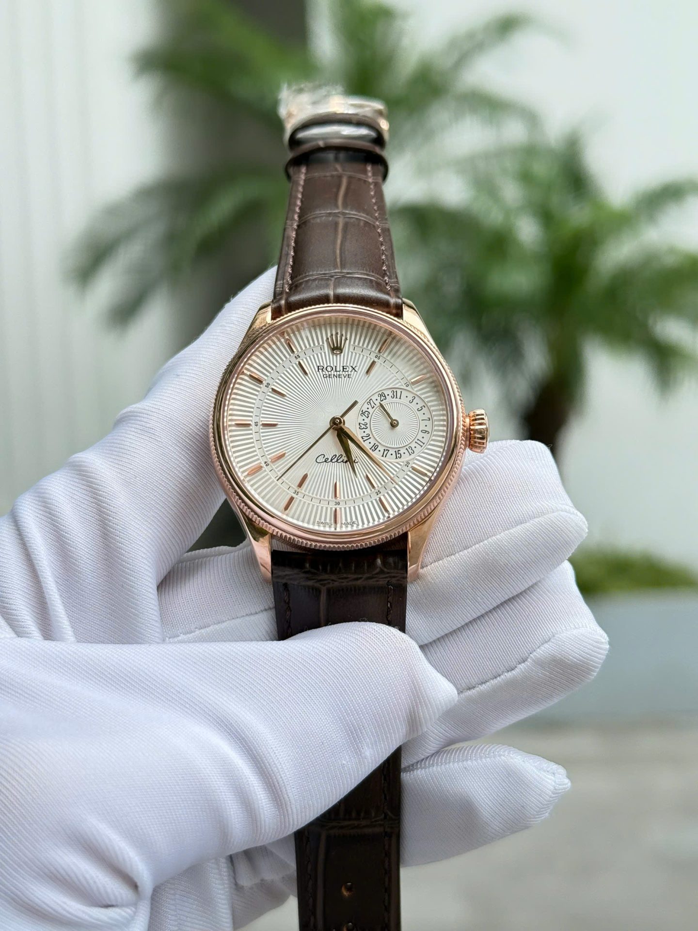 Rolex Cellini 50515 White Dial Replica Watches 18K Gold Wapped Custom 39mm