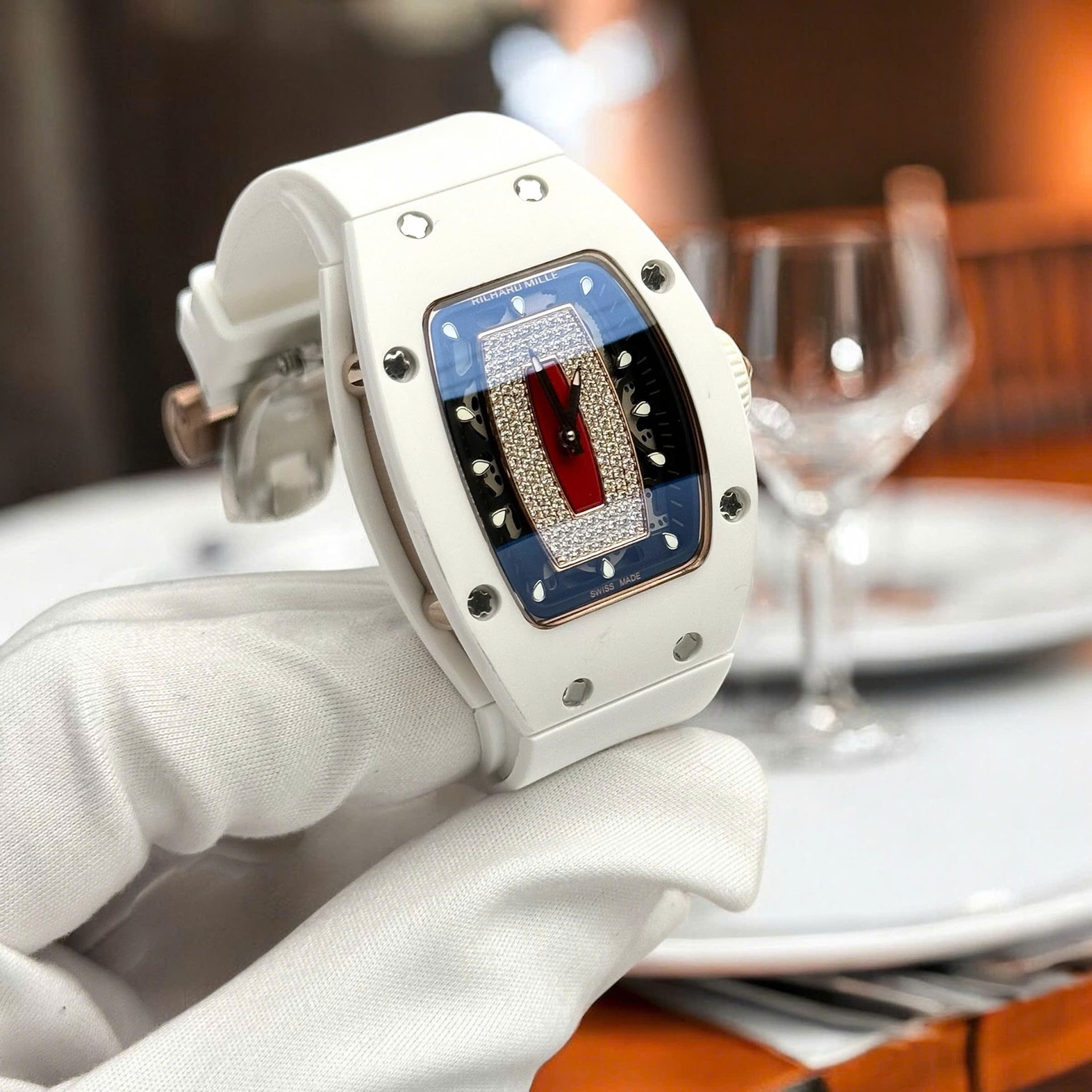 Richard Mille Super Clone Watches RM07 White Ceramic Women s Automatic Swiss Movement 36mm