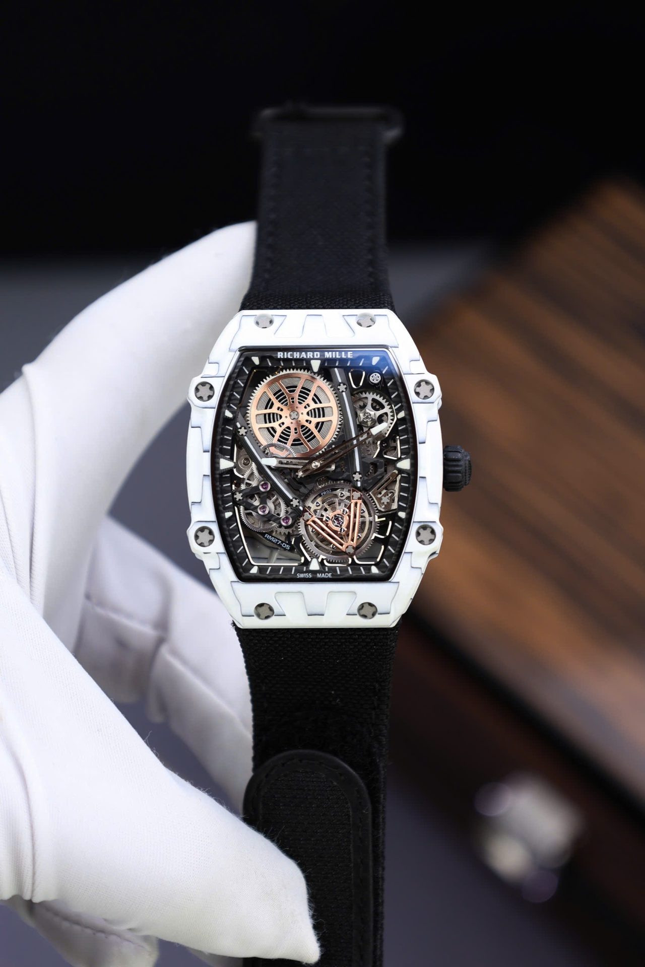 Richard Mille Replica Watches RM27-05 Rafael Nadal White Carbon 37.25×47.25mm