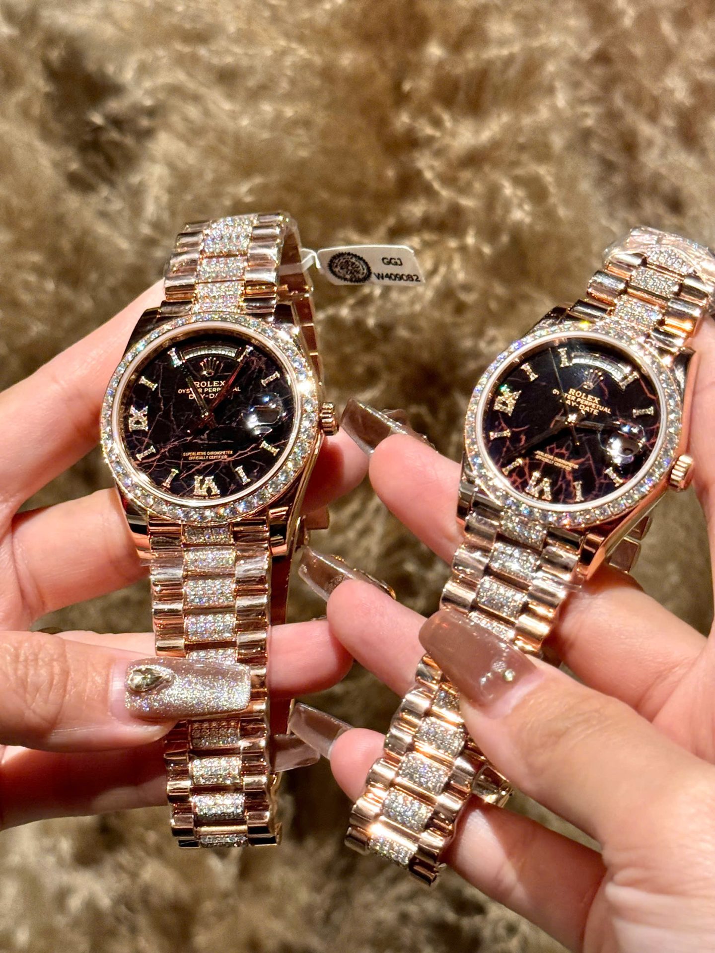 Rolex Day-Date Replica Watch Meteorite Dial Custom Moissanite Diamonds Hong Kong 40mm