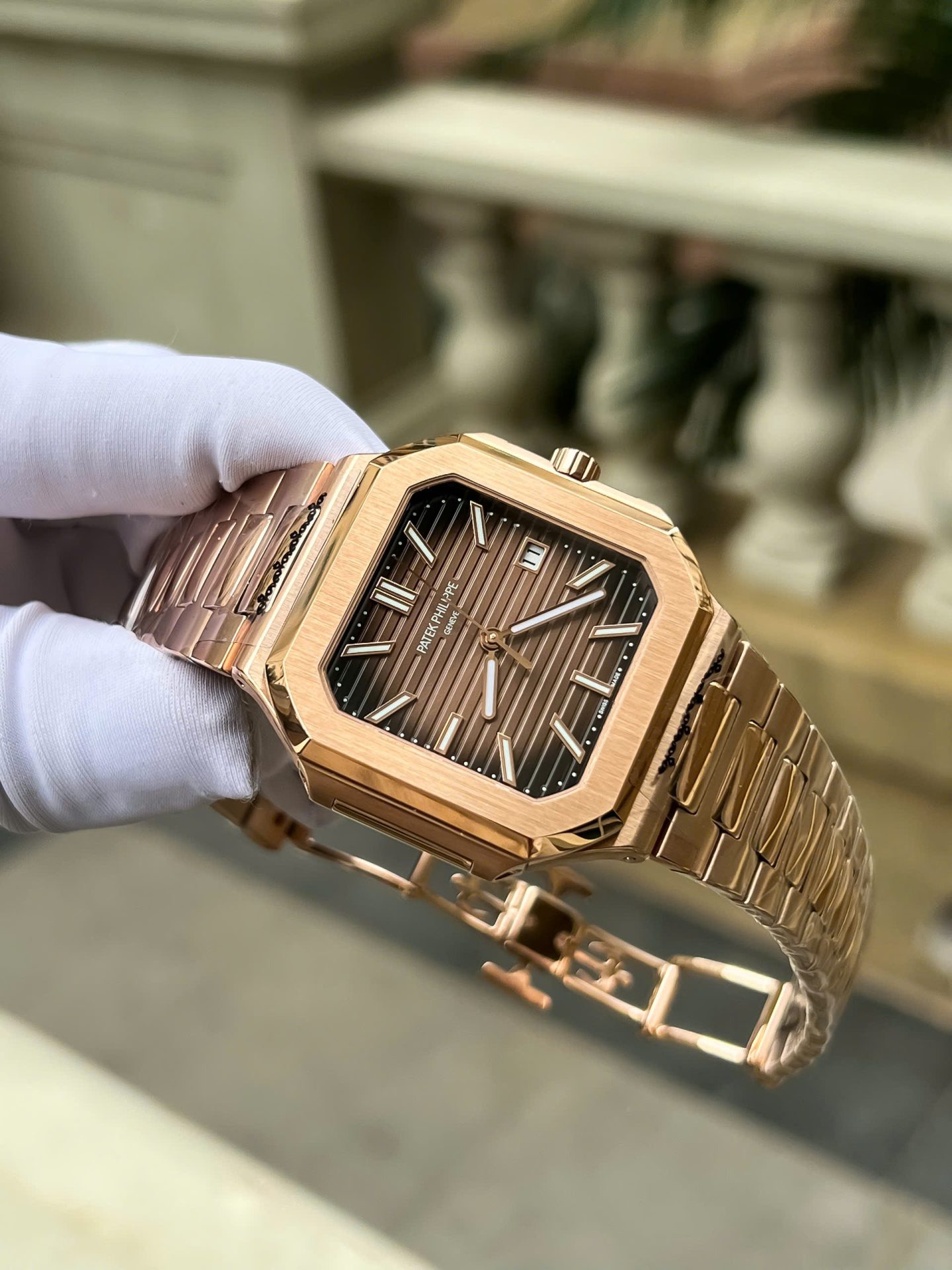 Patek Philippe Cubitus 5821 Rose Gold Replica Watch Dial Square Chocolate 45mm