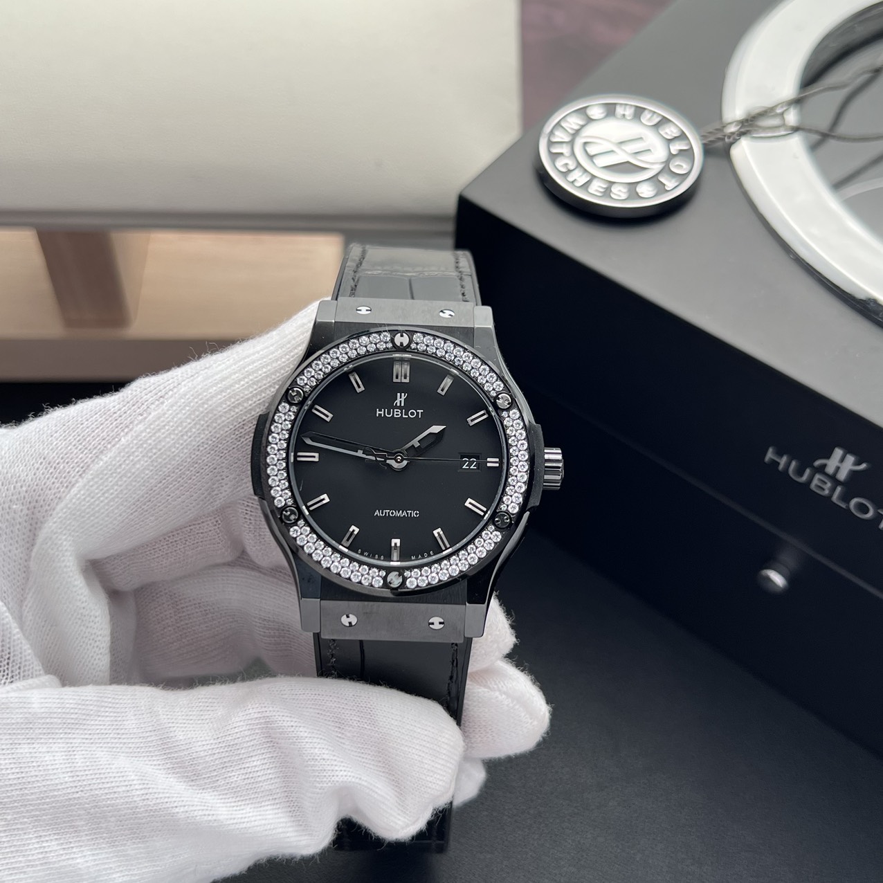 Hublot Classic Fusion Ceramic Diamond Bezel Replica High Quality JJZ 42mm