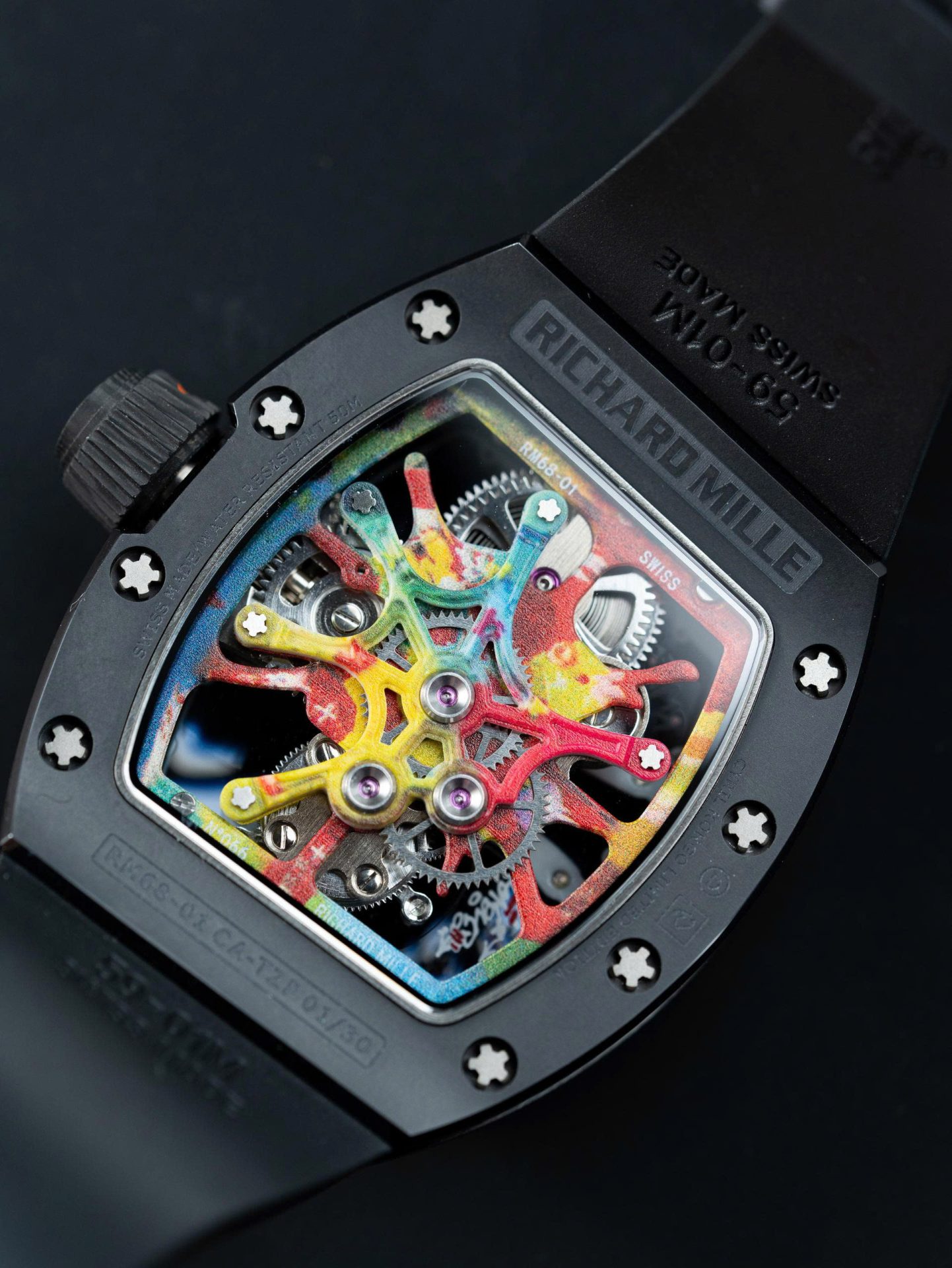 Richard Mille RM68-01 Cyril Kongo Imitation Watches Black Ceramic Rubber Strap 45mm