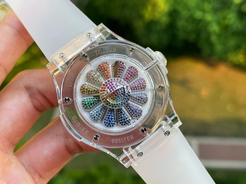 Hublot Replica 1:1 Watch Takashi Murakami Transparent Case Rubber Strap 42mm