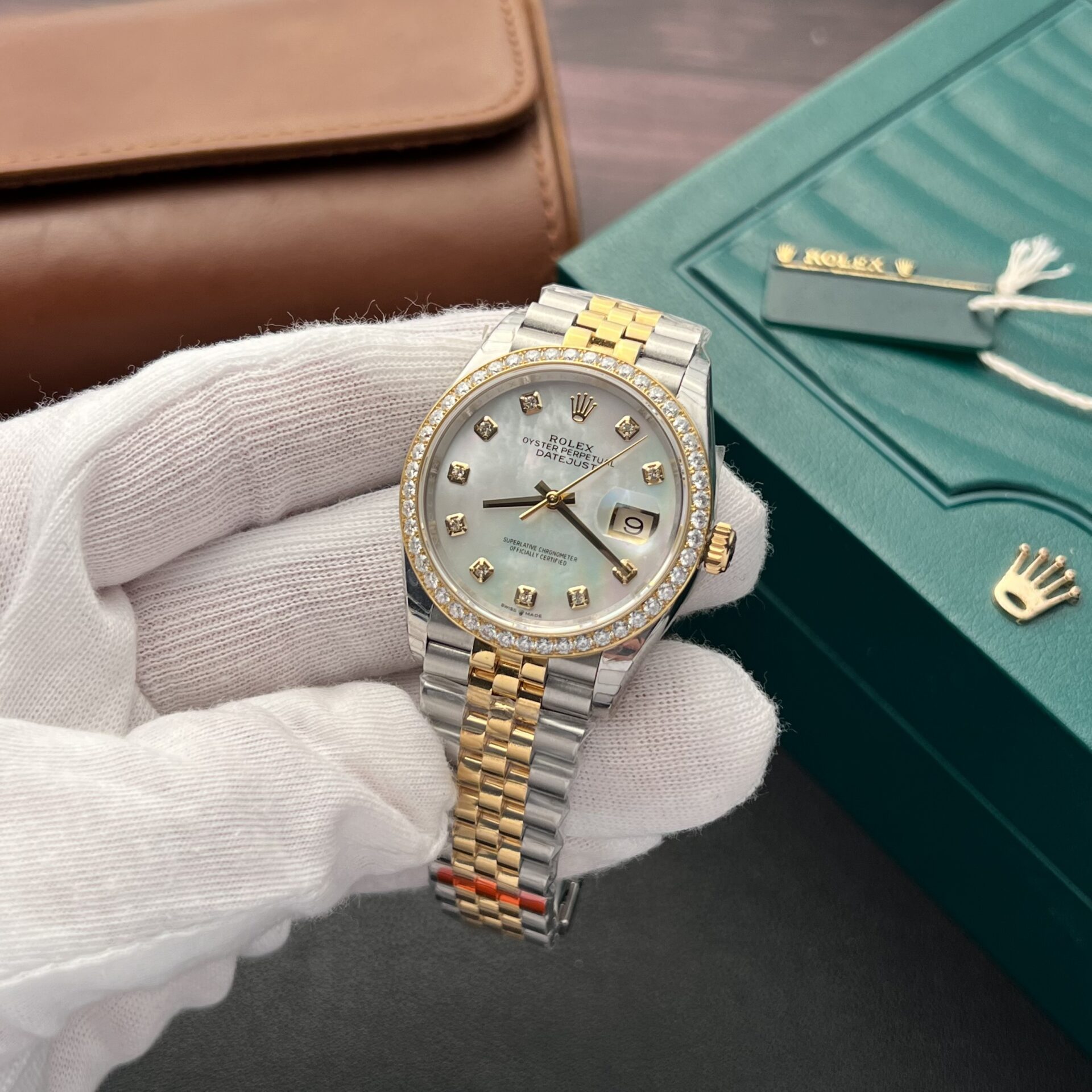 Rolex Rep 11 Watch DateJust MOP Moissanite Diamond Bezel EW 36mm