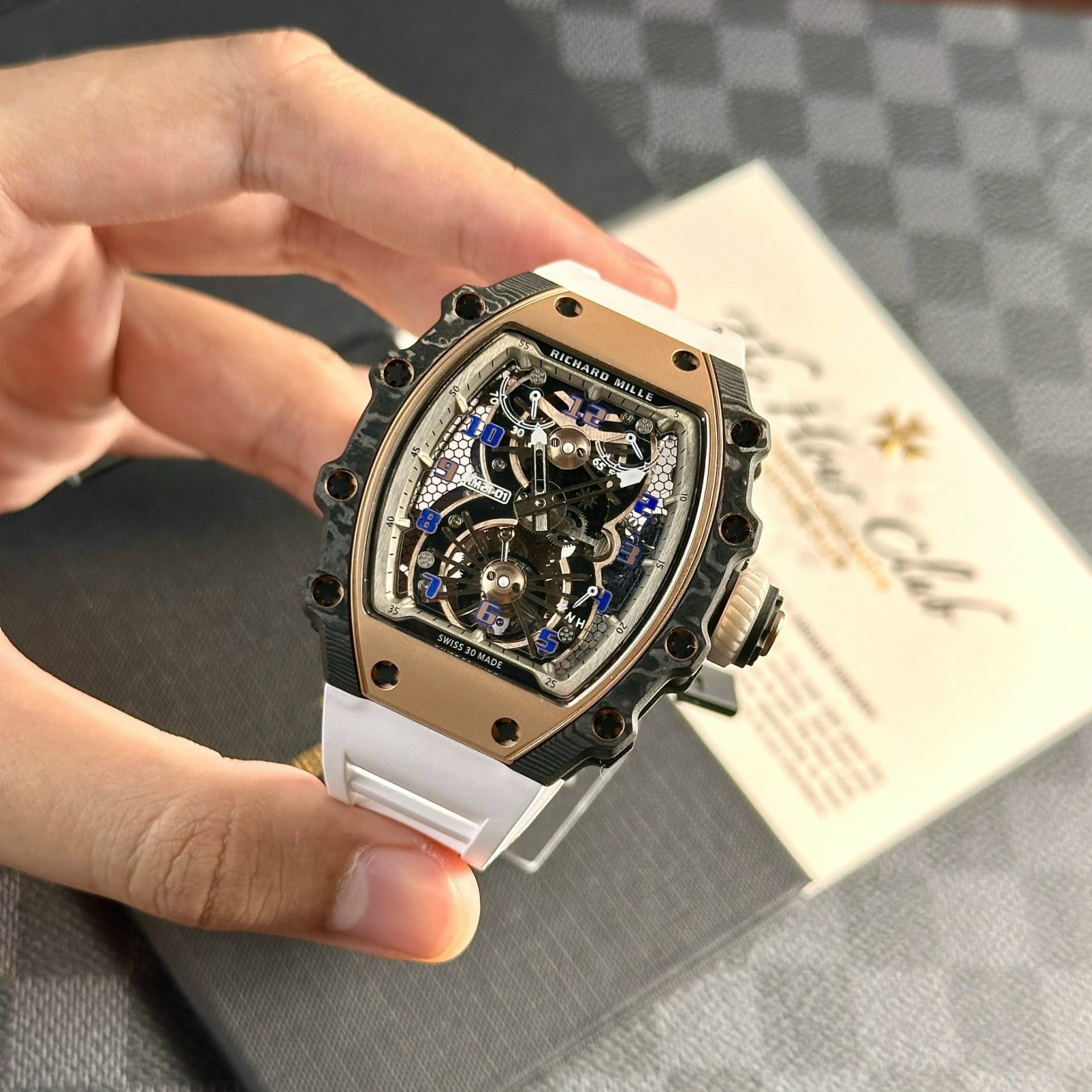 Richard Mille RM21-01 Tourbillon Replica Highest Quality White Rubber Strap 45mm