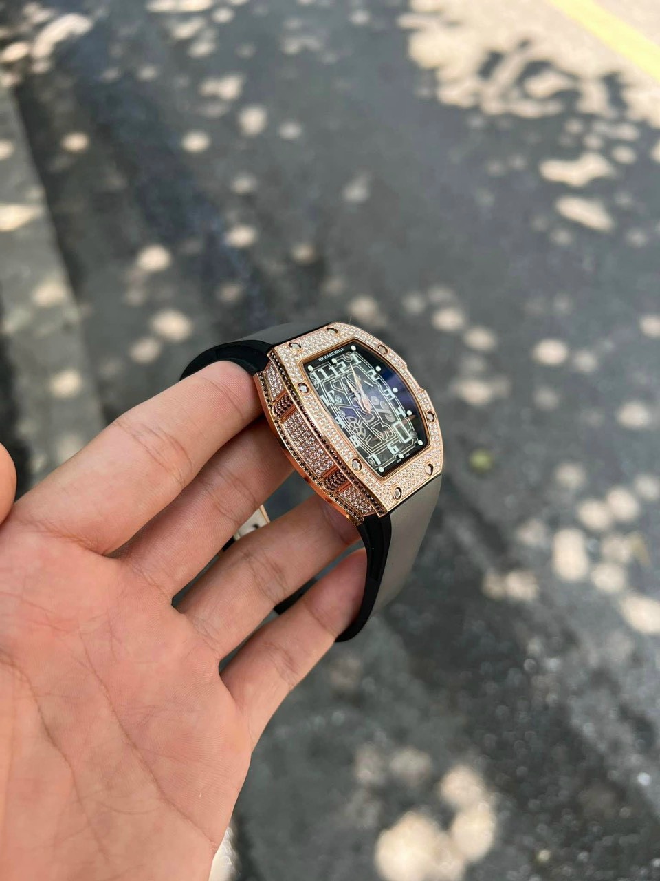 Richard Mille Replica Watch RM67 Black Dial Men s Full Diamond 40mm