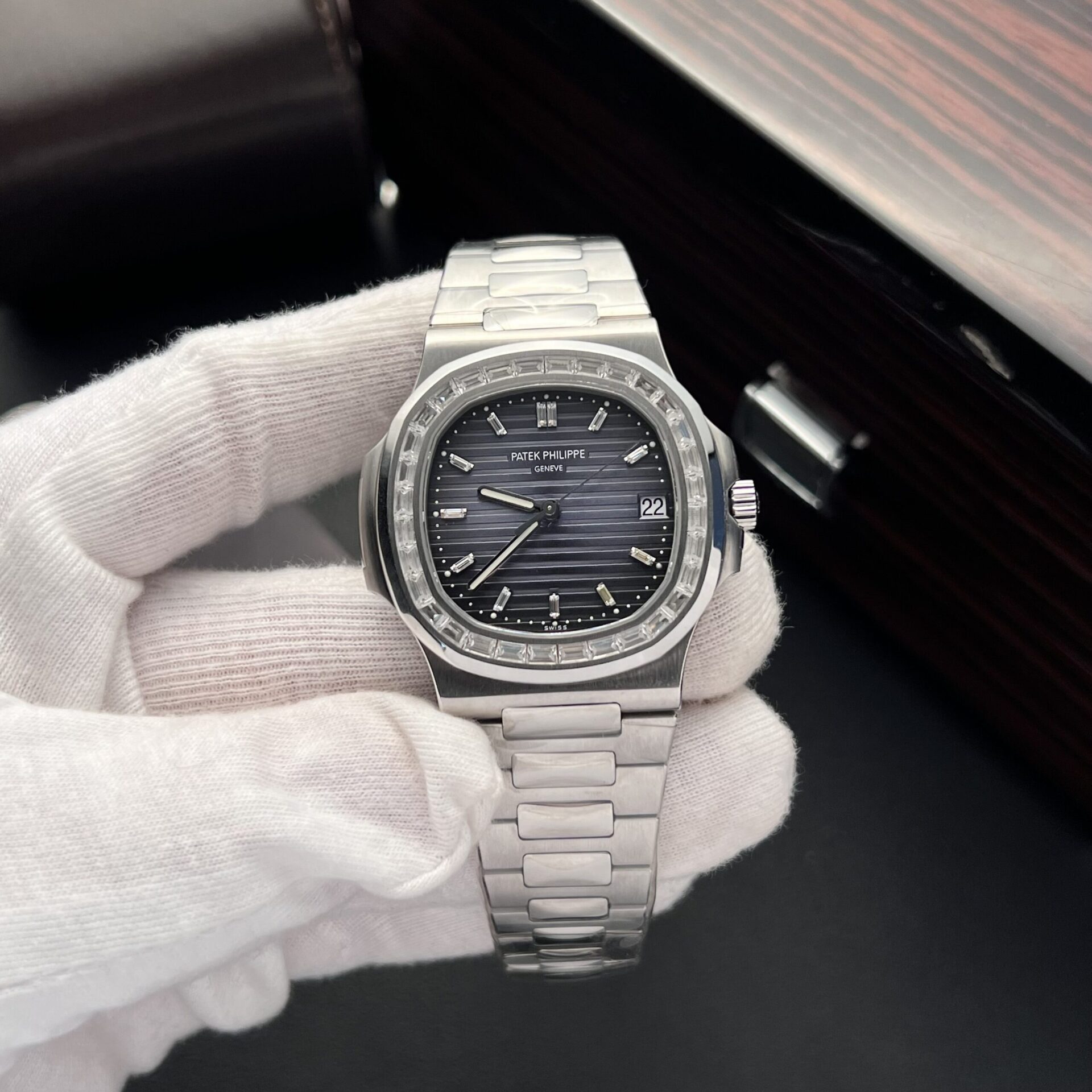 Patek Philippe Nautilus 5723 Replica 11 Watch Blue Dial With Diamond Bezel 40mm