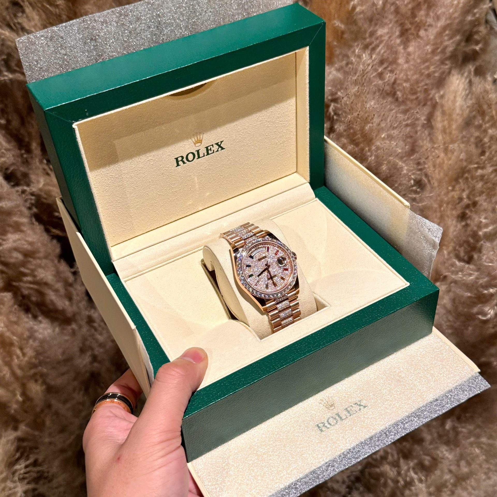 Rolex Day-Date Replica Watches Custom Moissanite Diamonds And Gold Wrapped 40mm