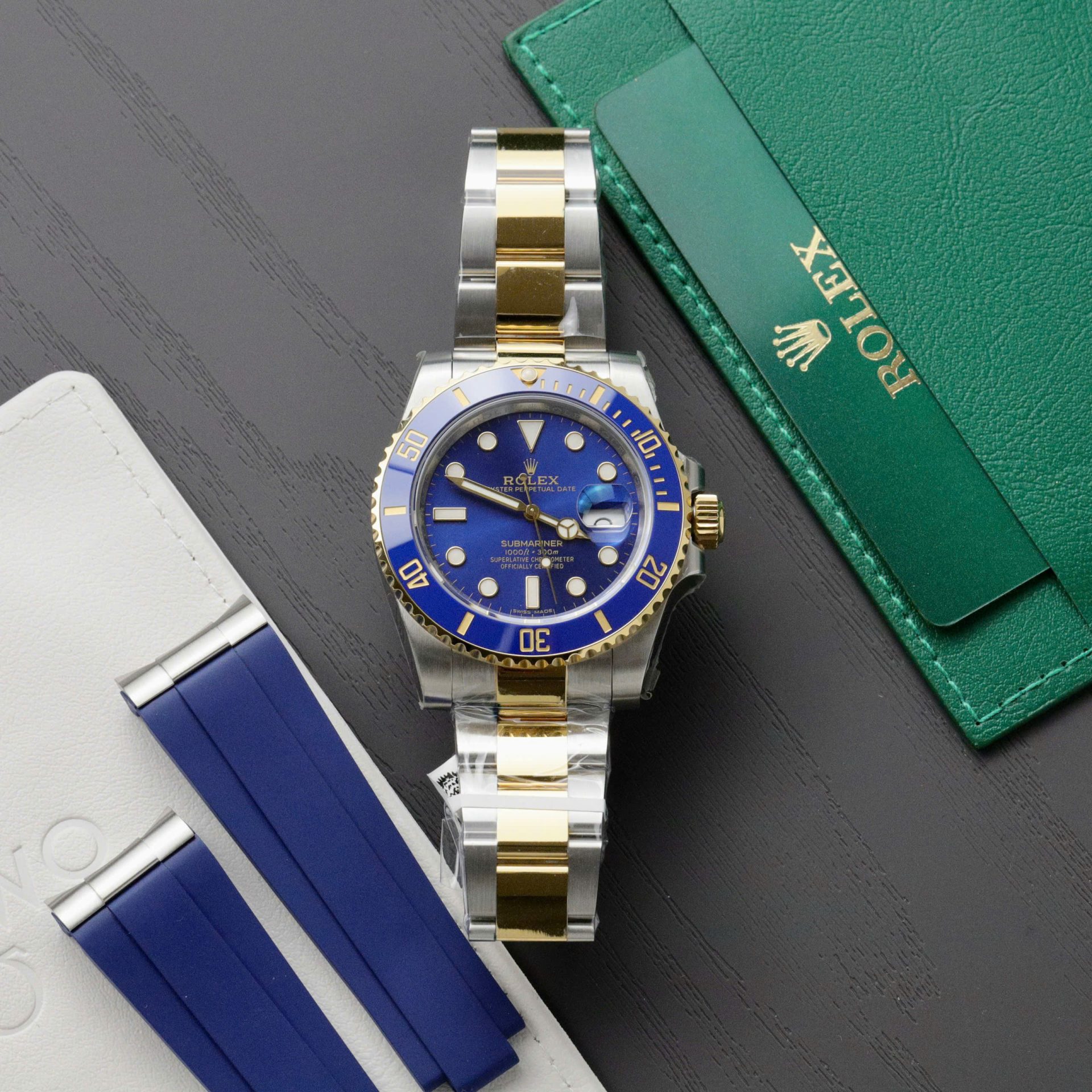 Rolex Submariner Dial Blue Copies Watches Gold Wrapped Custom 40mm
