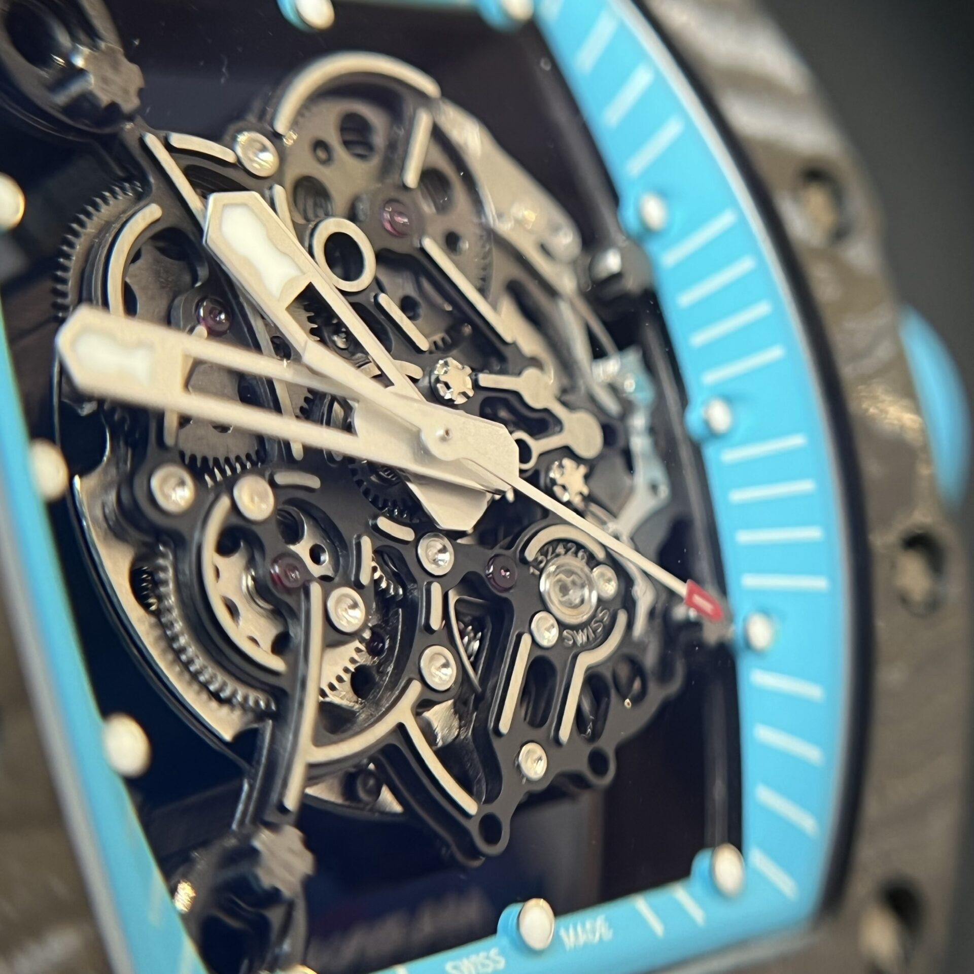 Richard Mille RM055 Full Carbon White Rubber Strap Replica 1:1 Watch 45mm