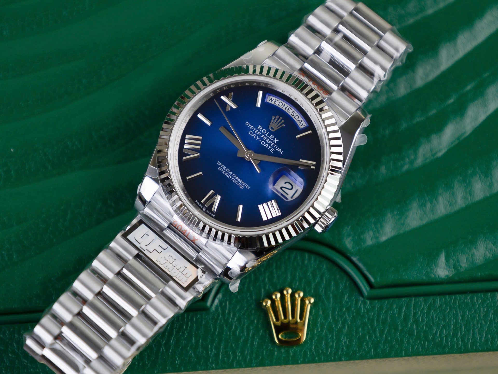 Rolex Day-Date 228239 Replica 11 Watch Dial Blue Ombre Weight 186 Grams QF 40mm