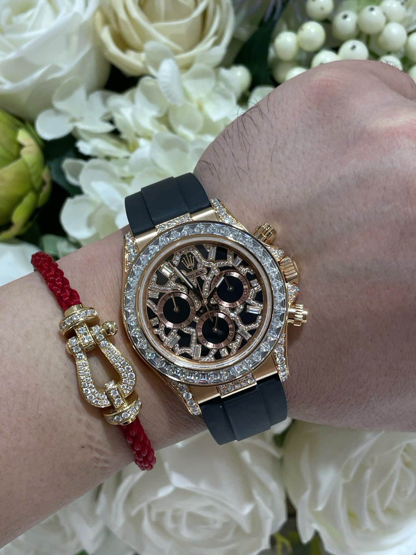 Rolex Daytona 116588TBR Giraffeb Chestnut Brown Dial Gold Wrapped   Moissanite Diamonds 40mm