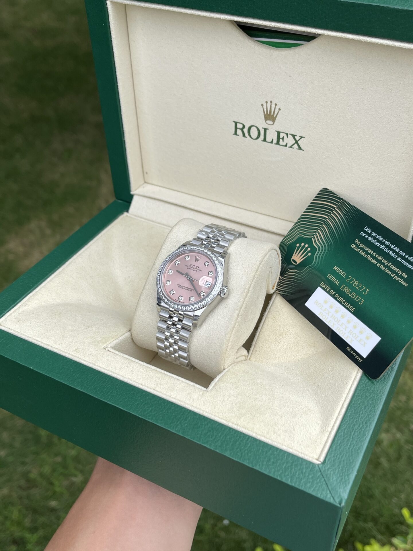 Rolex Rep 11 Watch DateJust With Diamond Bezel Pink Dial EW Factory 31mm