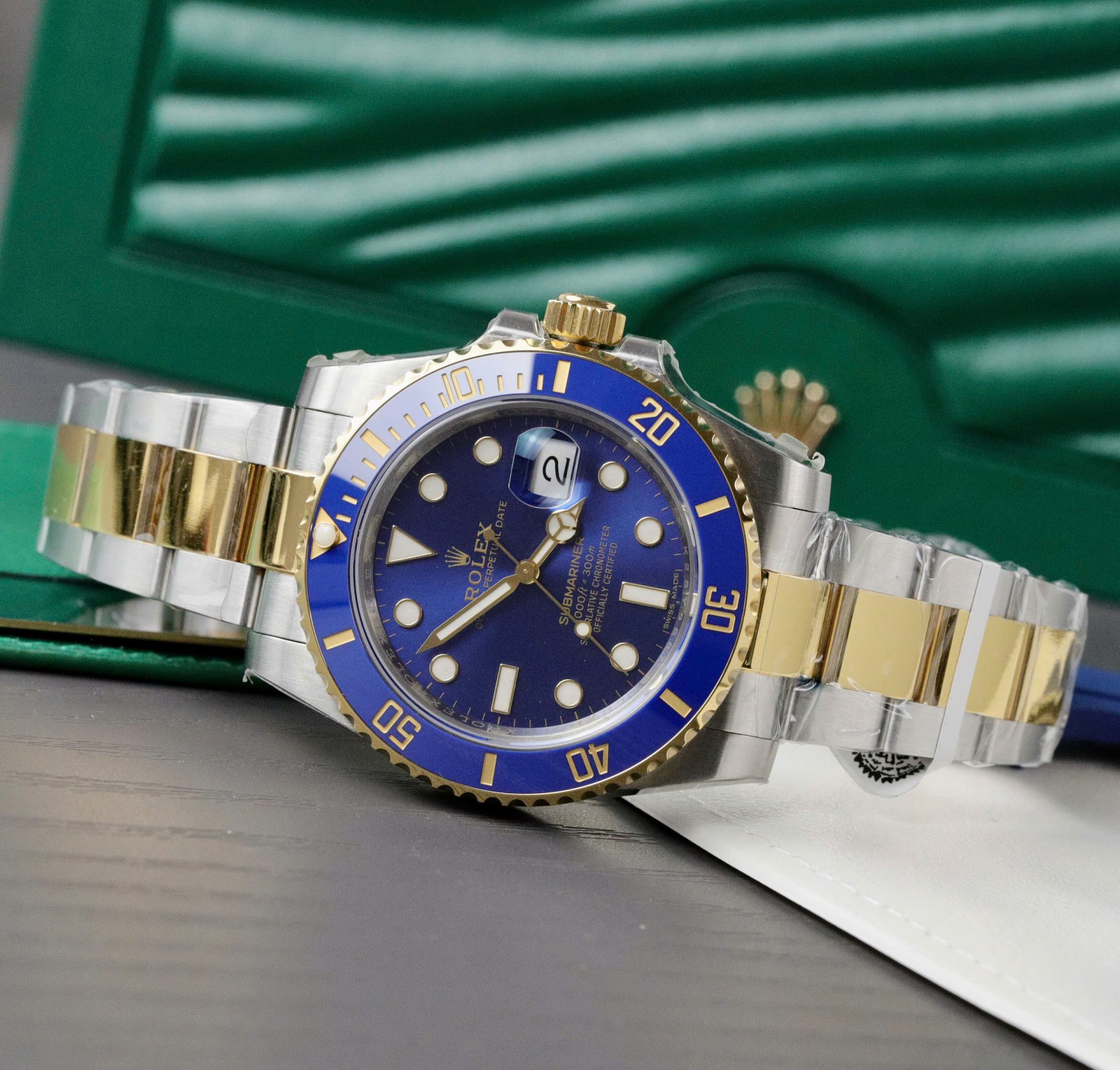 Rolex Submariner Dial Blue Copies Watches Gold Wrapped Custom 40mm