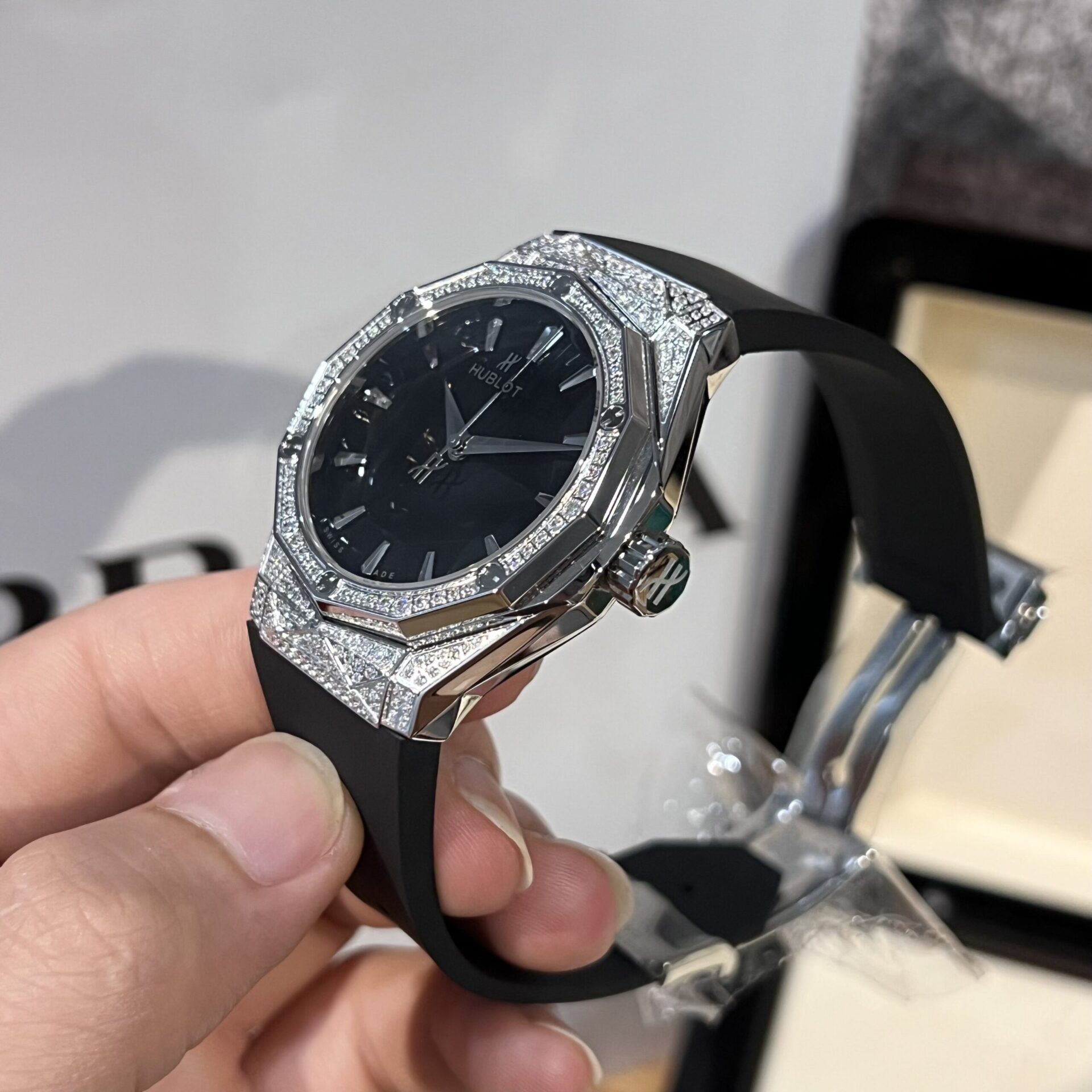 Hublot Replica Watch Orlinski Full Diamond Case Black Dial HBF 40mm